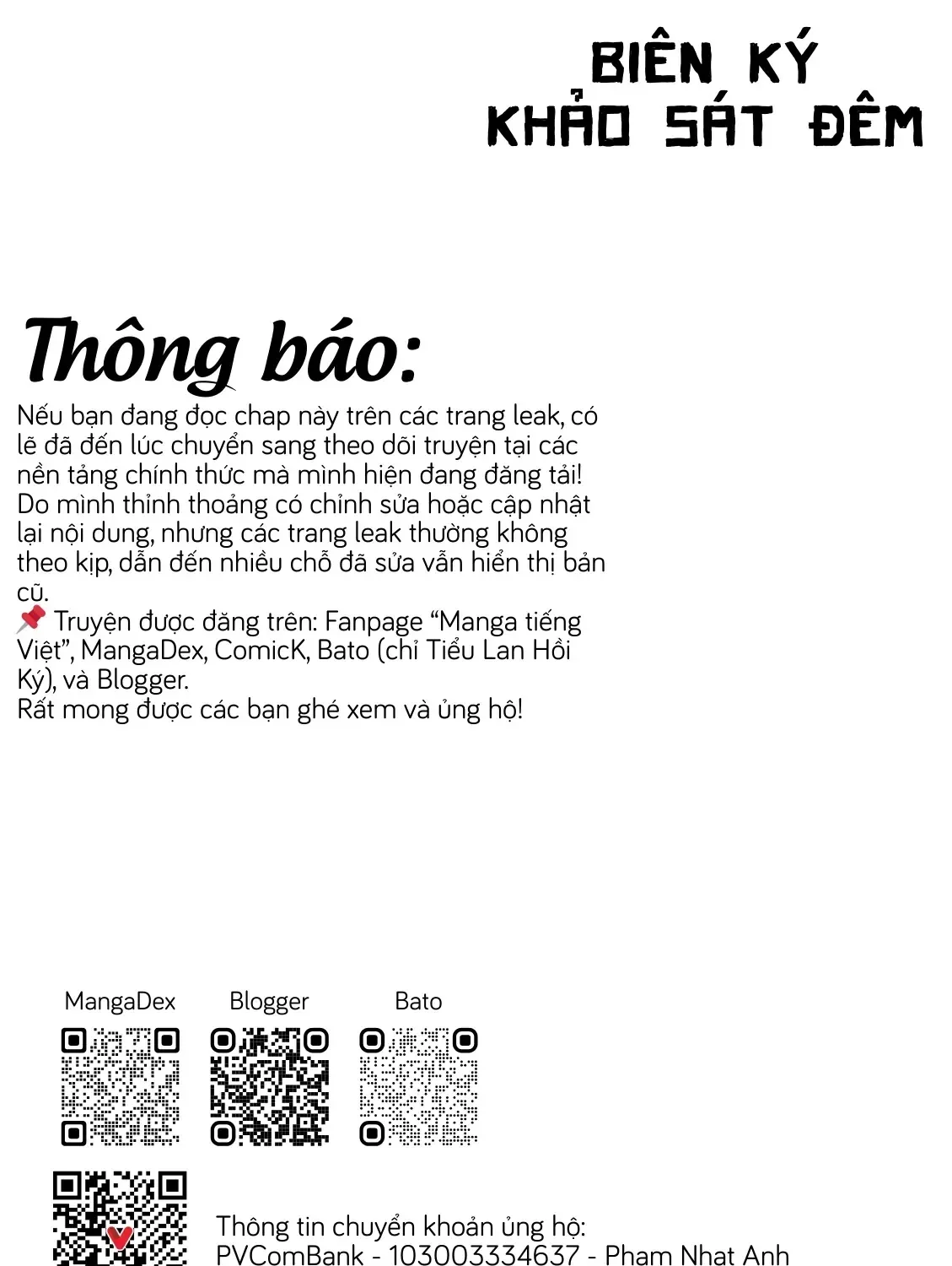 Biên Ký Khảo Sát Đêm Chap 0 - Next Chap 1