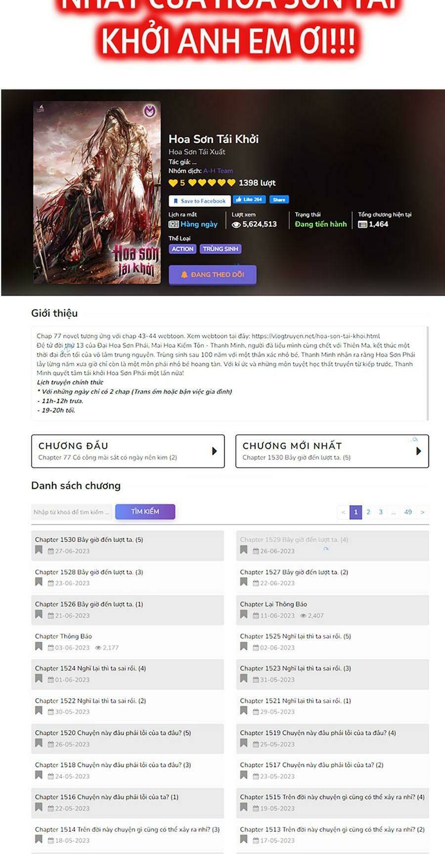 Hoa Sơn Tái Xuất Chap 107 - Next Chap 108