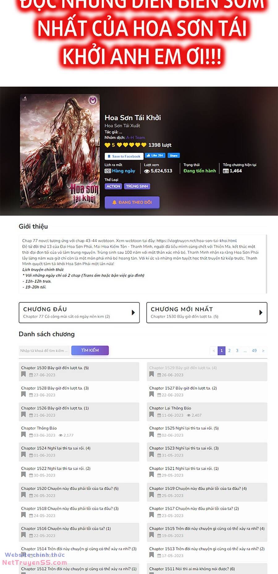 Hoa Sơn Tái Xuất Chap 108 - Next Chap 109