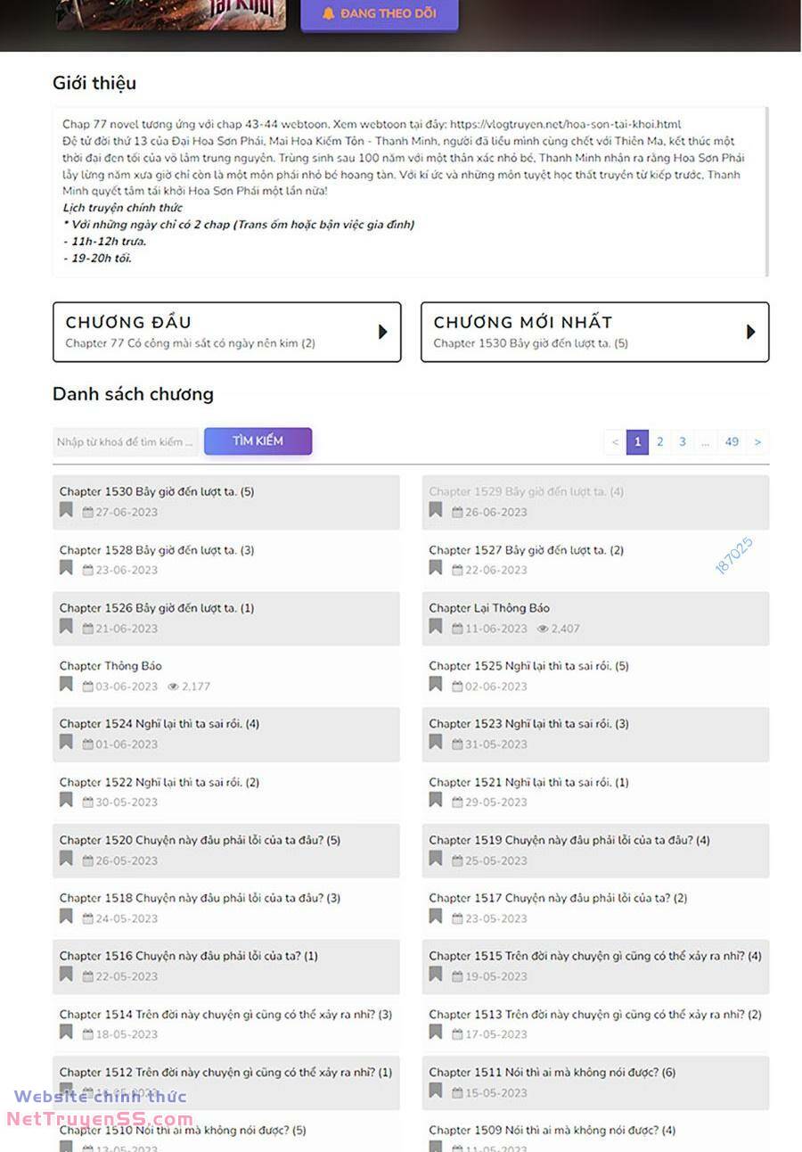 Hoa Sơn Tái Xuất Chap 109 - Next Chap 110