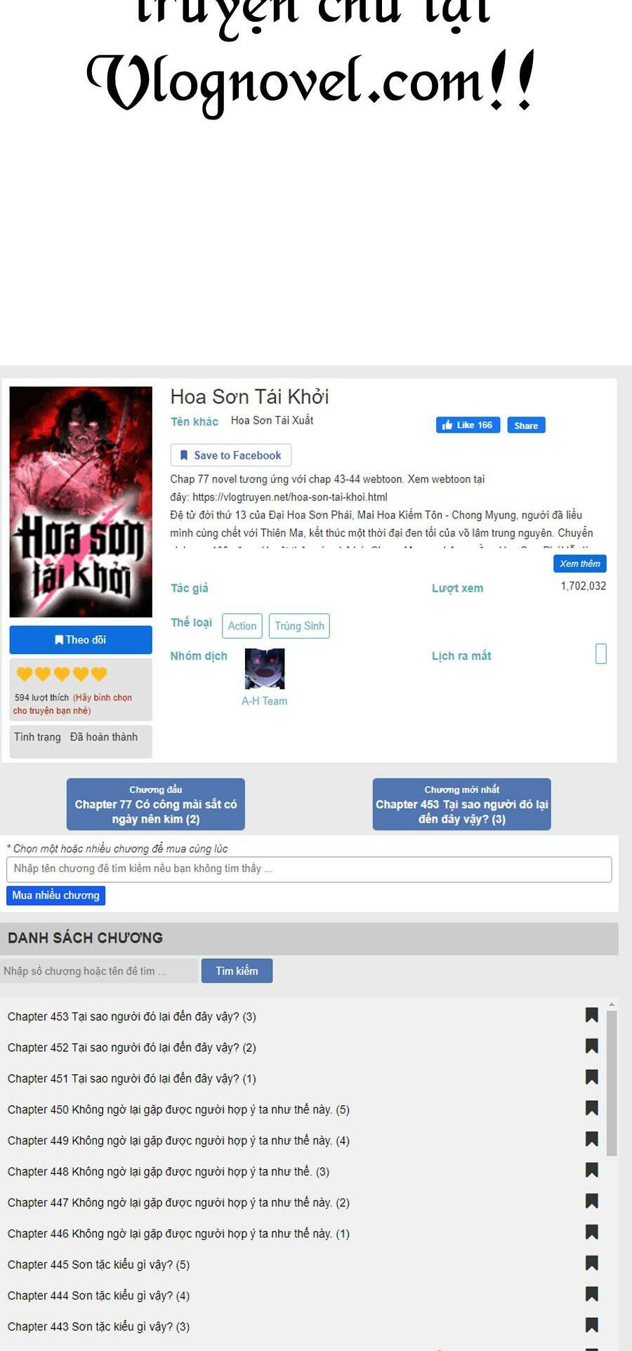 Hoa Sơn Tái Xuất Chap 62 - Next Chap 63