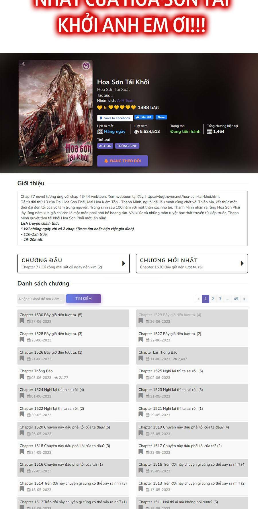 Hoa Sơn Tái Xuất Chap 89 - Next Chap 90