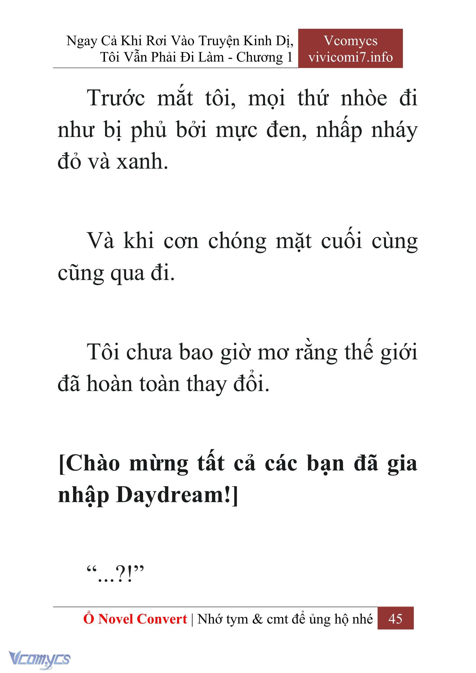 [Novel] Ngay Cả Khi Rơi Vào Truyện Kinh Dị, Tôi Vẫn Phải Đi Làm Chap 1 - Next Chap 2