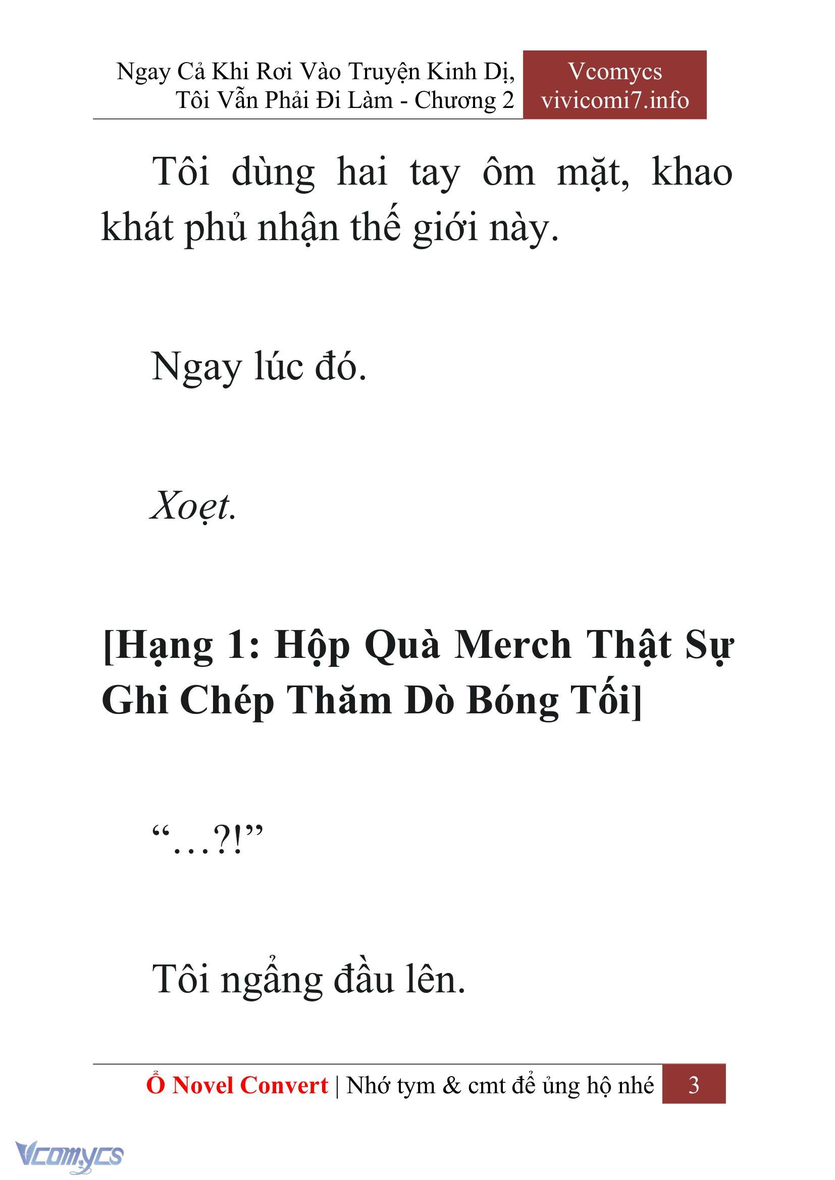 [Novel] Ngay Cả Khi Rơi Vào Truyện Kinh Dị, Tôi Vẫn Phải Đi Làm Chap 2 - Next Chap 3
