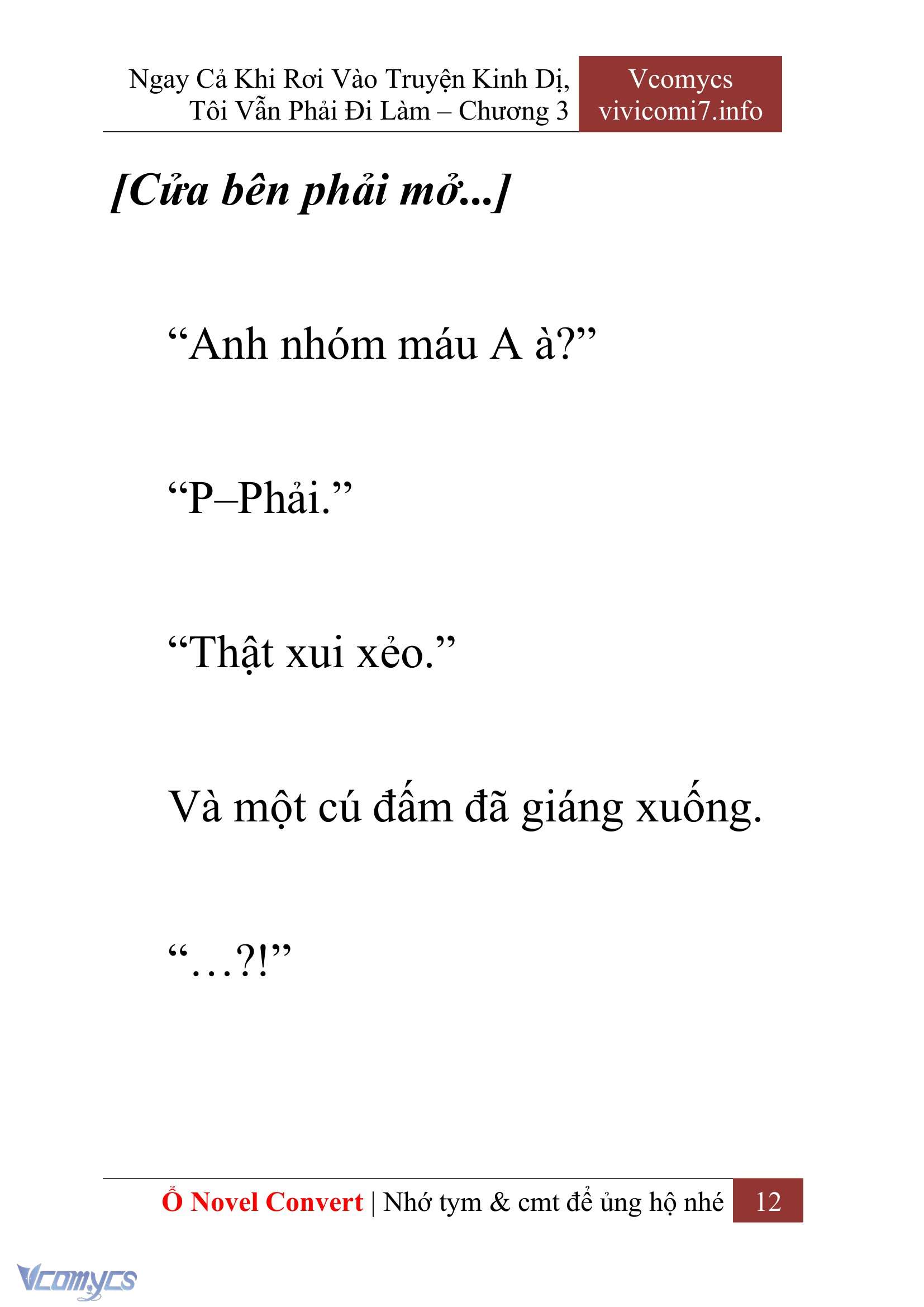 [Novel] Ngay Cả Khi Rơi Vào Truyện Kinh Dị, Tôi Vẫn Phải Đi Làm Chap 3 - Next Chap 4