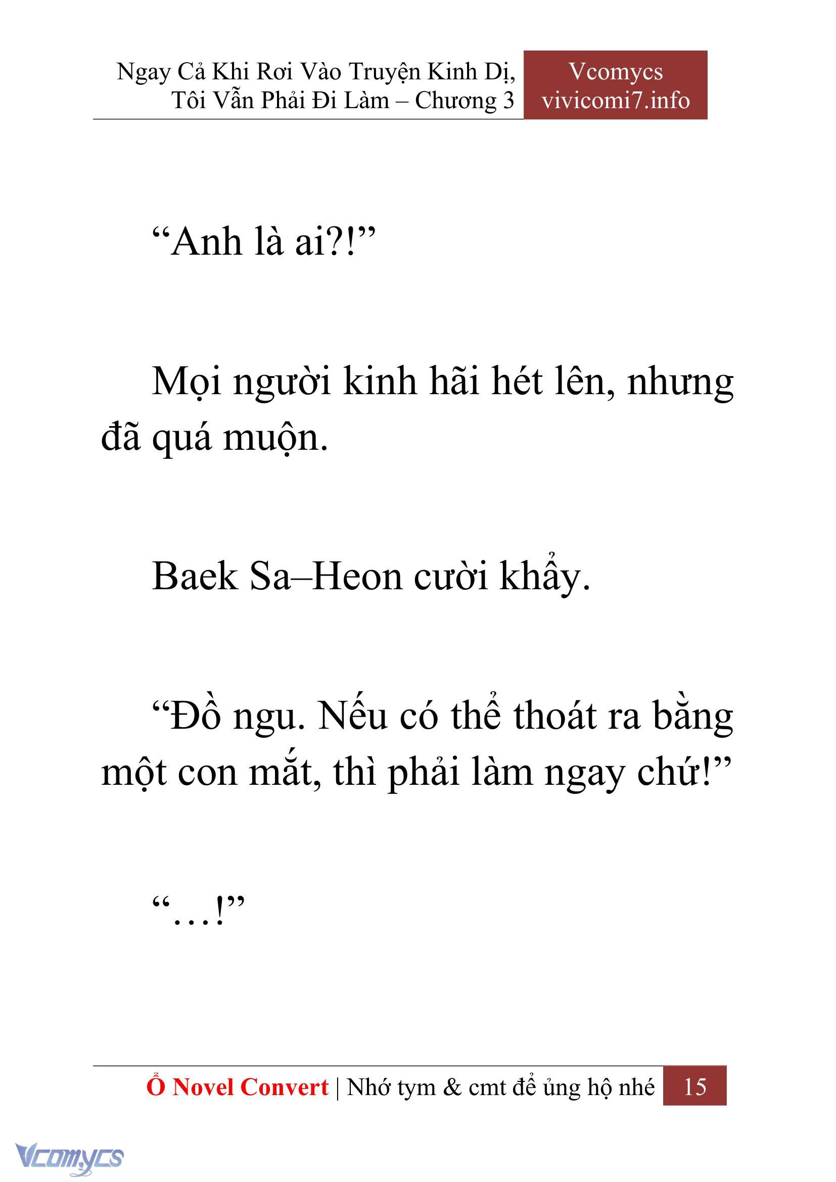 [Novel] Ngay Cả Khi Rơi Vào Truyện Kinh Dị, Tôi Vẫn Phải Đi Làm Chap 3 - Next Chap 4