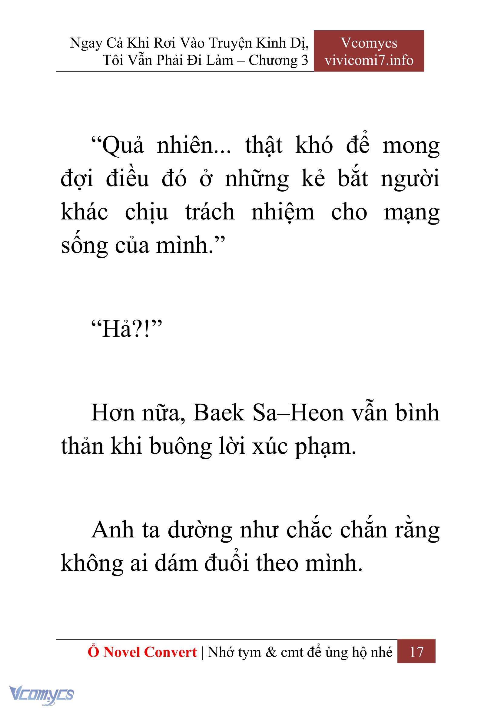[Novel] Ngay Cả Khi Rơi Vào Truyện Kinh Dị, Tôi Vẫn Phải Đi Làm Chap 3 - Next Chap 4