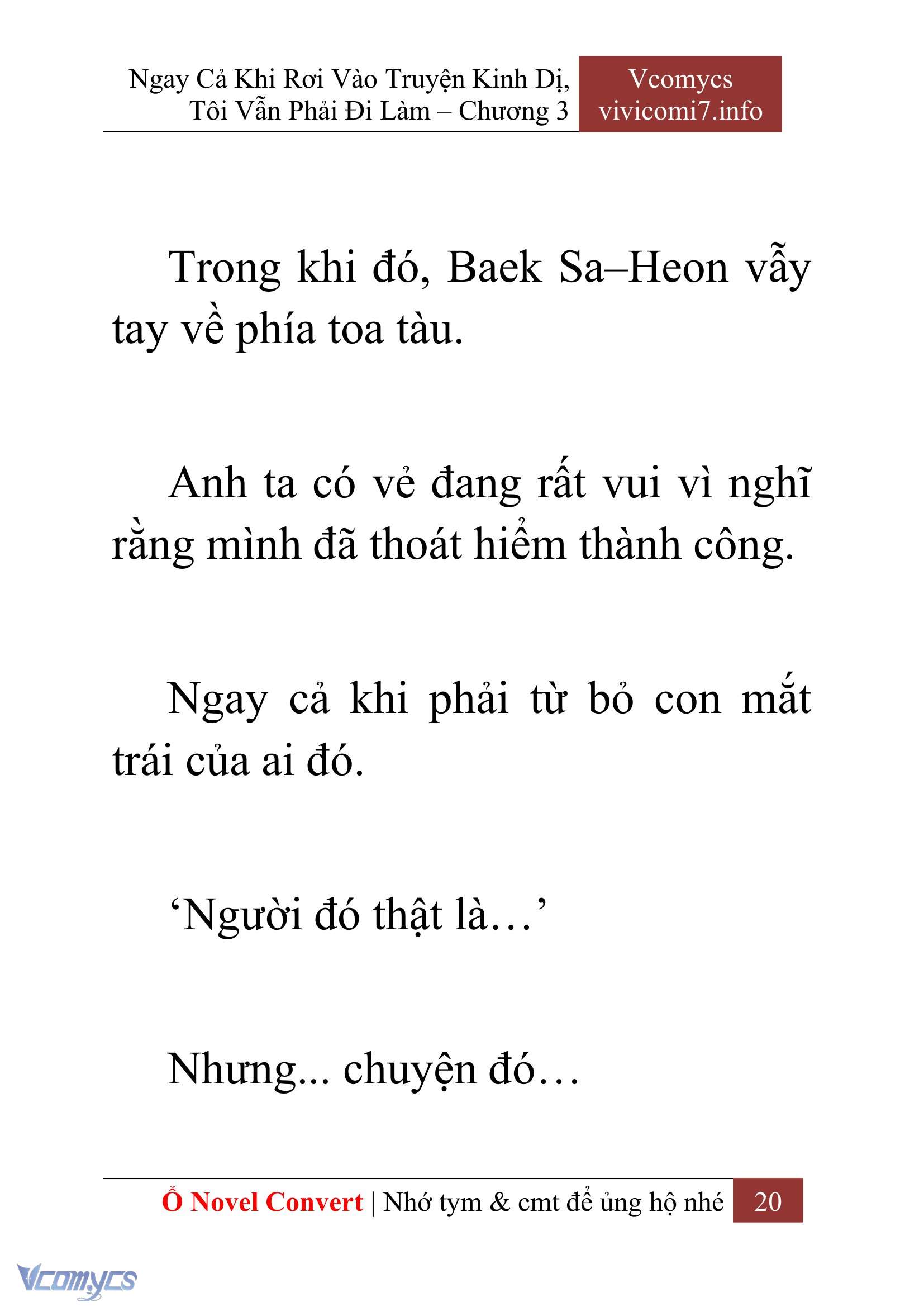 [Novel] Ngay Cả Khi Rơi Vào Truyện Kinh Dị, Tôi Vẫn Phải Đi Làm Chap 3 - Next Chap 4