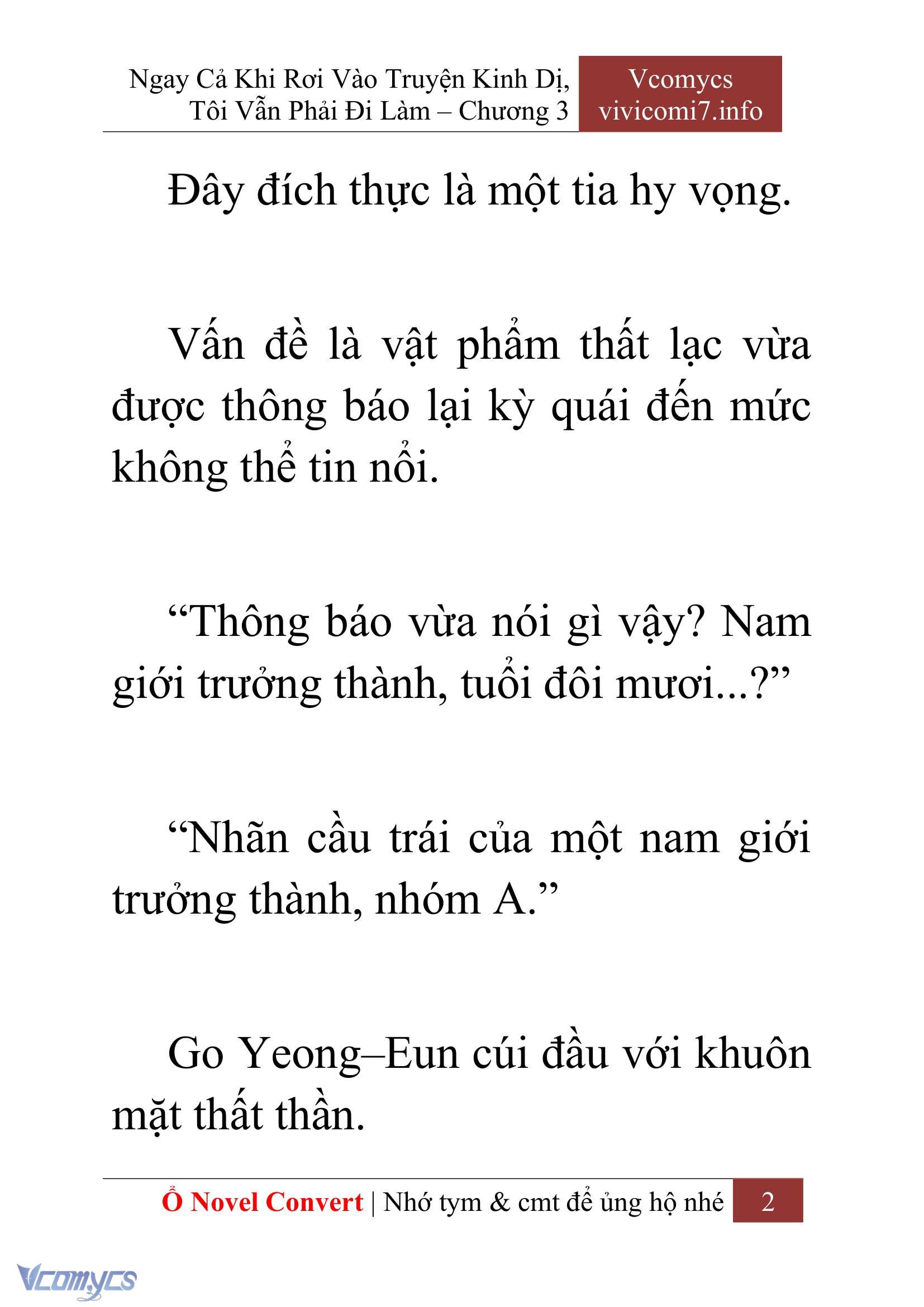 [Novel] Ngay Cả Khi Rơi Vào Truyện Kinh Dị, Tôi Vẫn Phải Đi Làm Chap 3 - Next Chap 4
