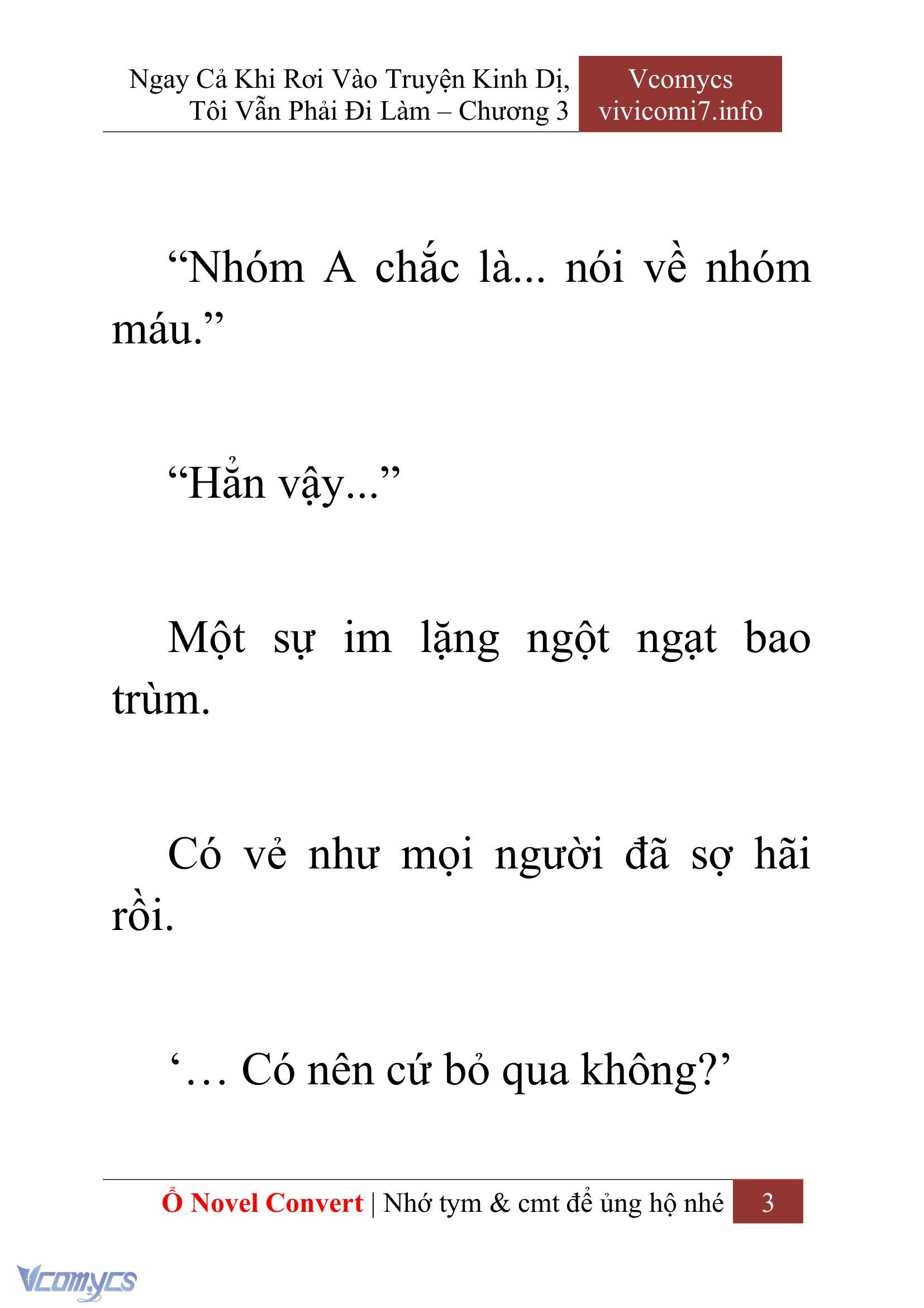 [Novel] Ngay Cả Khi Rơi Vào Truyện Kinh Dị, Tôi Vẫn Phải Đi Làm Chap 3 - Next Chap 4