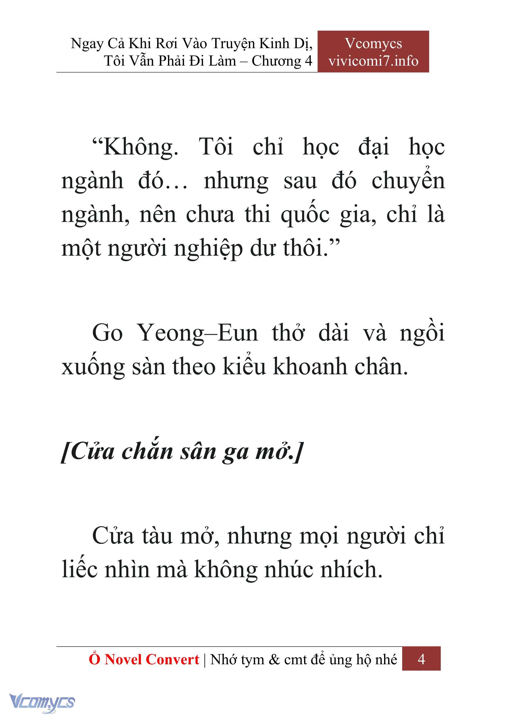 [Novel] Ngay Cả Khi Rơi Vào Truyện Kinh Dị, Tôi Vẫn Phải Đi Làm Chap 4 - Next Chap 5