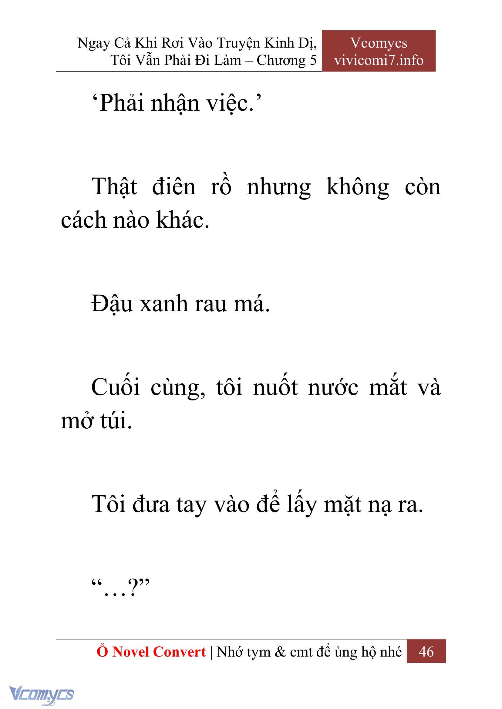[Novel] Ngay Cả Khi Rơi Vào Truyện Kinh Dị, Tôi Vẫn Phải Đi Làm Chap 5 - Next Chap 6