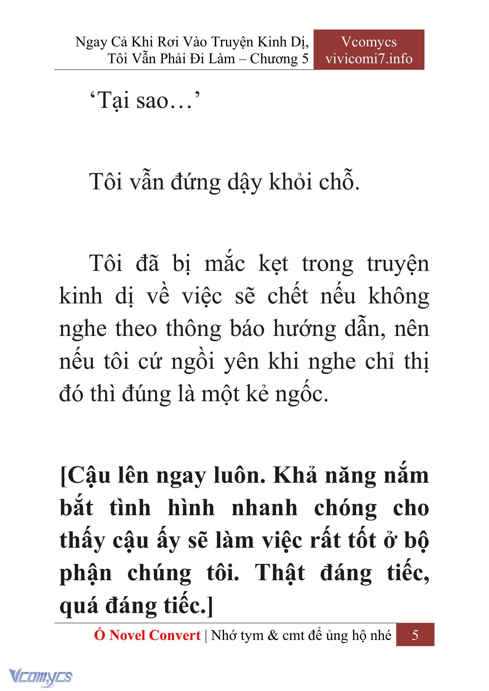 [Novel] Ngay Cả Khi Rơi Vào Truyện Kinh Dị, Tôi Vẫn Phải Đi Làm Chap 5 - Next Chap 6