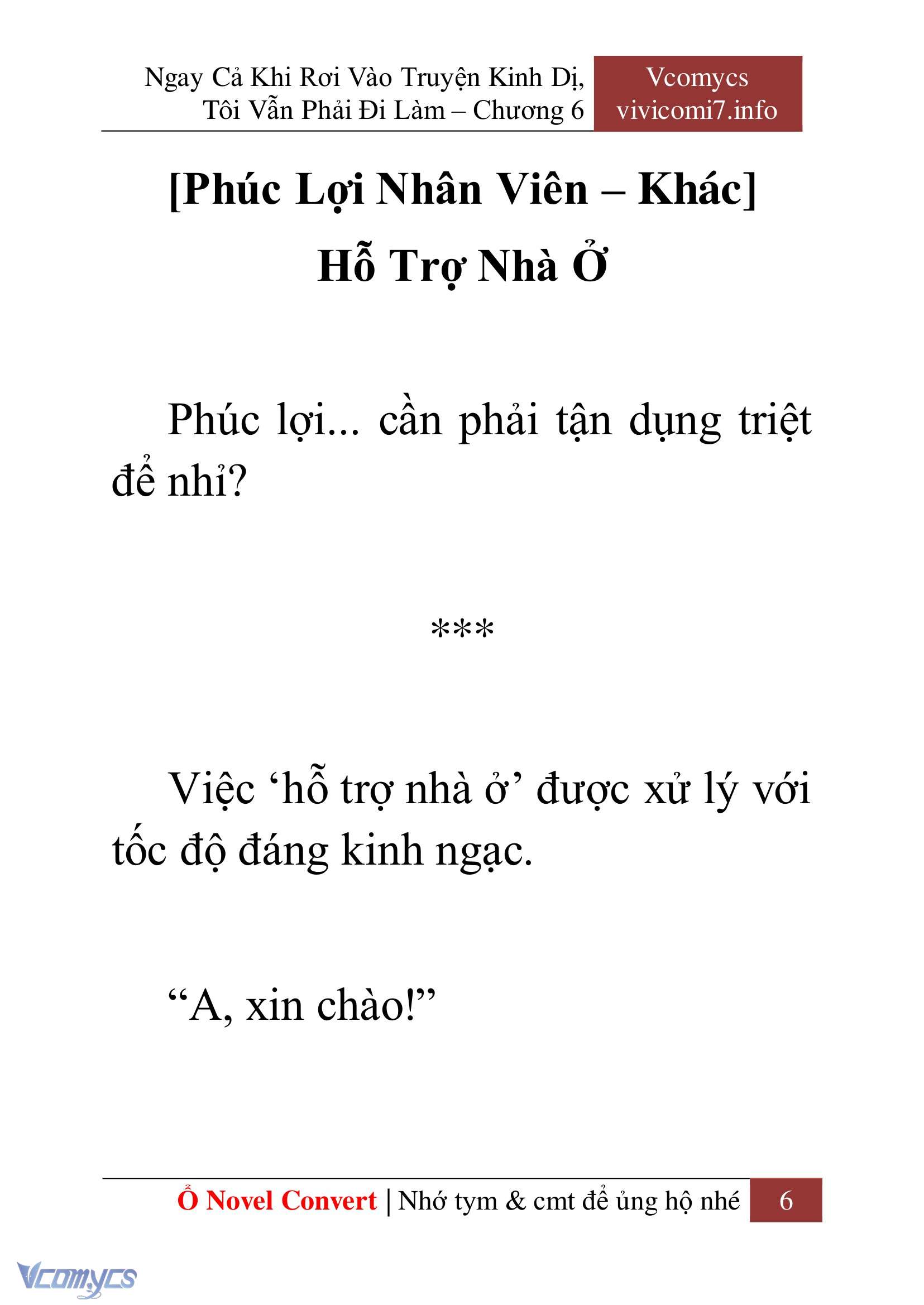 [Novel] Ngay Cả Khi Rơi Vào Truyện Kinh Dị, Tôi Vẫn Phải Đi Làm Chap 6 - Next Chap 7