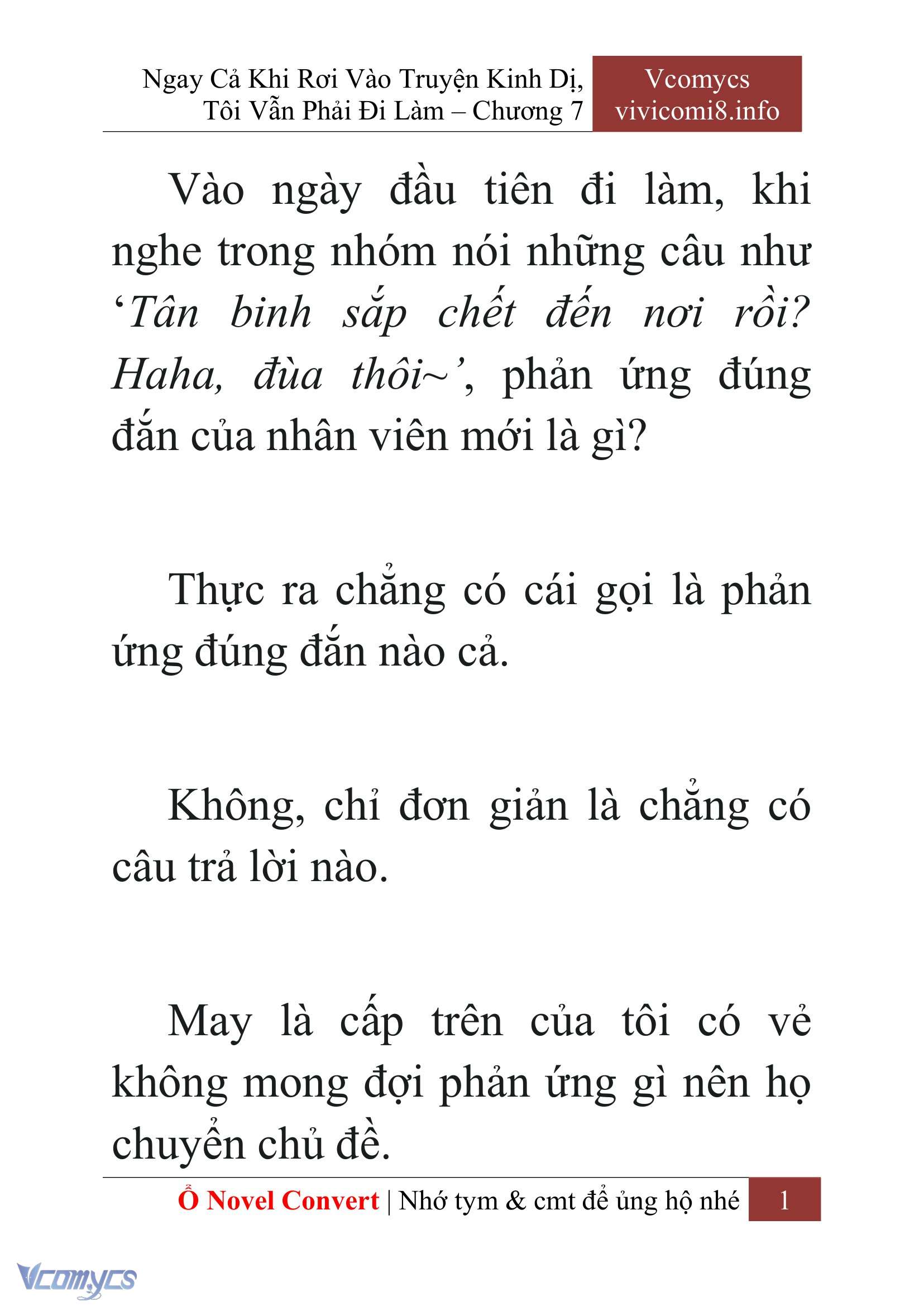 [Novel] Ngay Cả Khi Rơi Vào Truyện Kinh Dị, Tôi Vẫn Phải Đi Làm Chap 7 - Next Chap 8