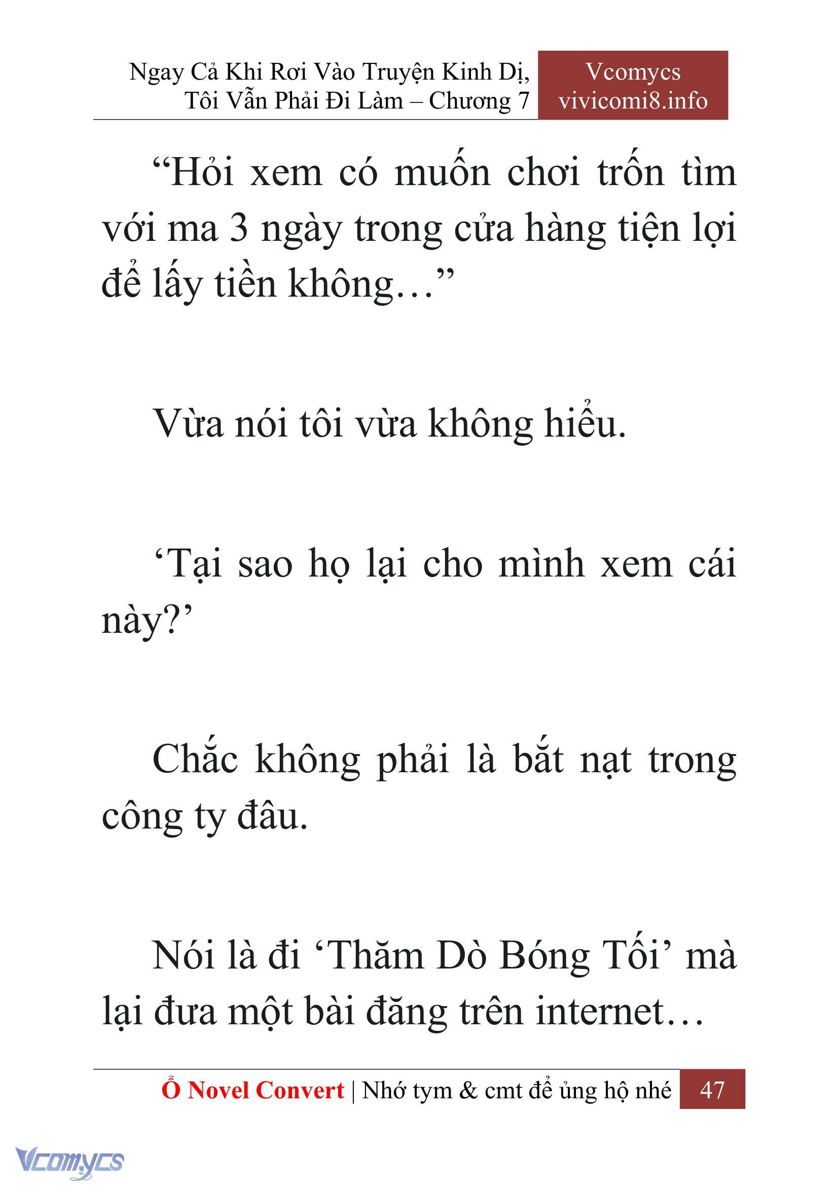 [Novel] Ngay Cả Khi Rơi Vào Truyện Kinh Dị, Tôi Vẫn Phải Đi Làm Chap 7 - Next Chap 8