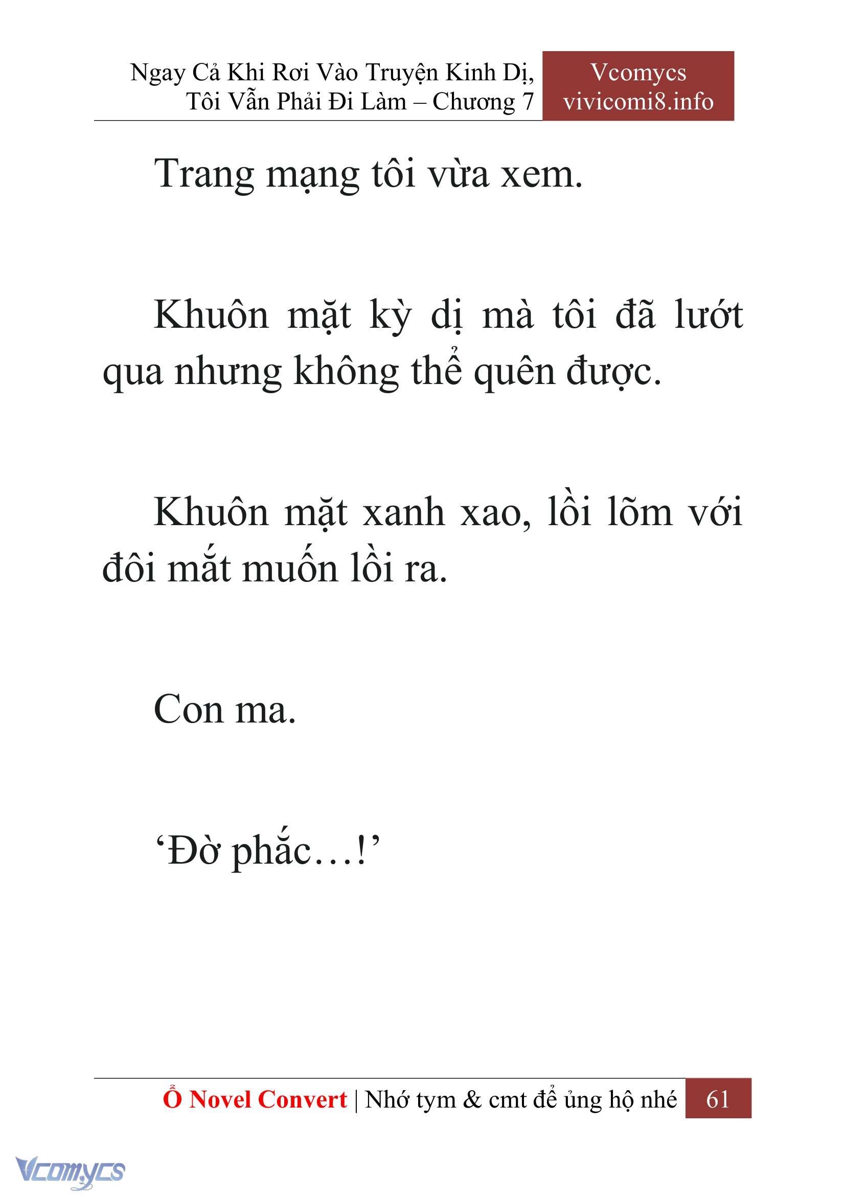 [Novel] Ngay Cả Khi Rơi Vào Truyện Kinh Dị, Tôi Vẫn Phải Đi Làm Chap 7 - Next Chap 8