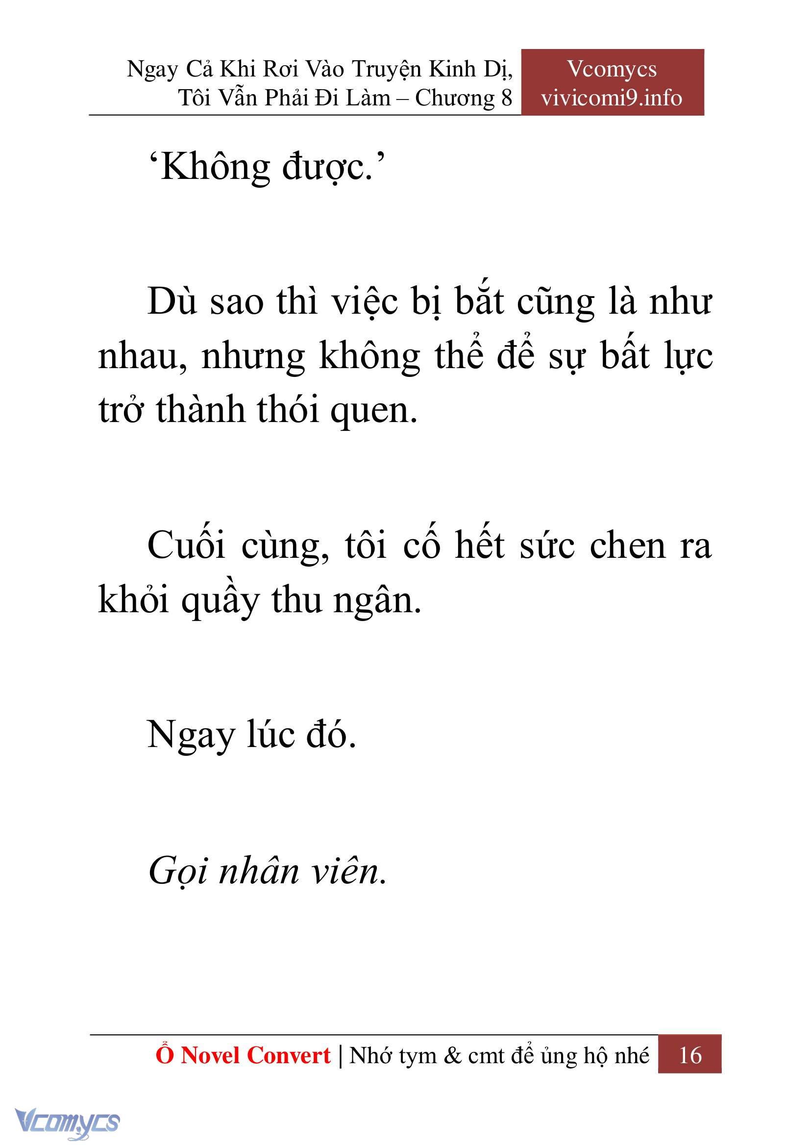 [Novel] Ngay Cả Khi Rơi Vào Truyện Kinh Dị, Tôi Vẫn Phải Đi Làm Chap 8 - Next Chap 9