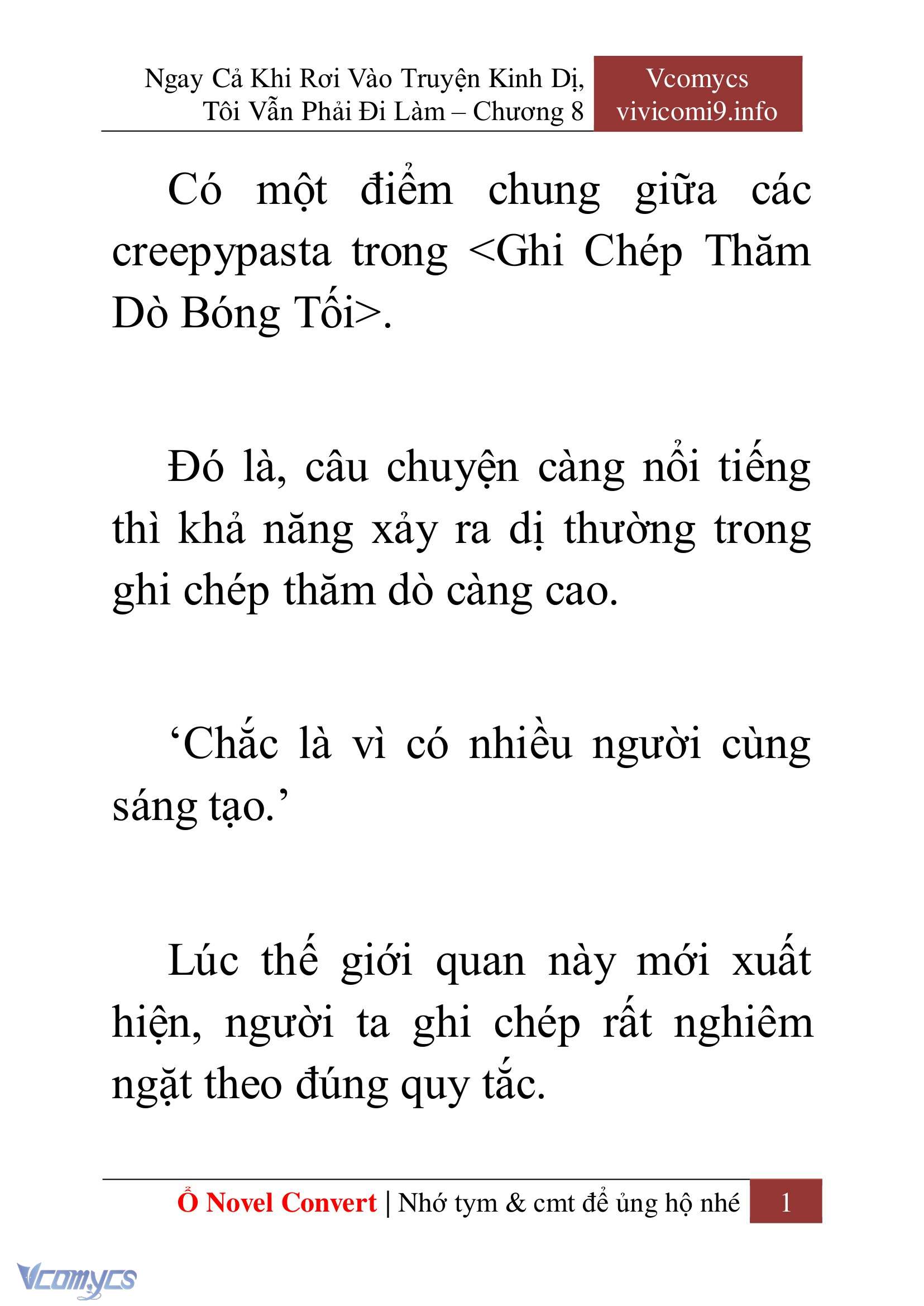 [Novel] Ngay Cả Khi Rơi Vào Truyện Kinh Dị, Tôi Vẫn Phải Đi Làm Chap 8 - Next Chap 9