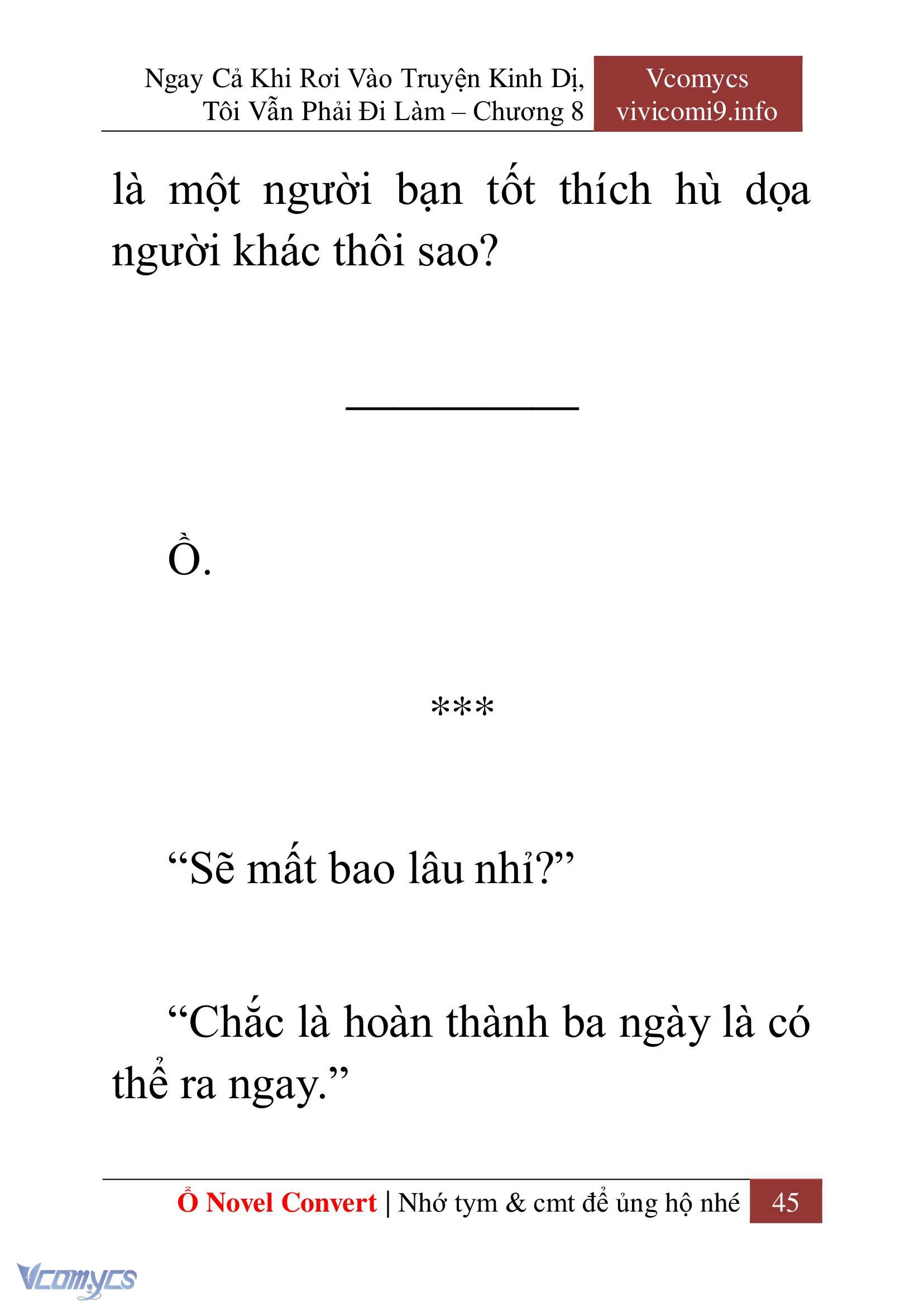 [Novel] Ngay Cả Khi Rơi Vào Truyện Kinh Dị, Tôi Vẫn Phải Đi Làm Chap 8 - Next Chap 9