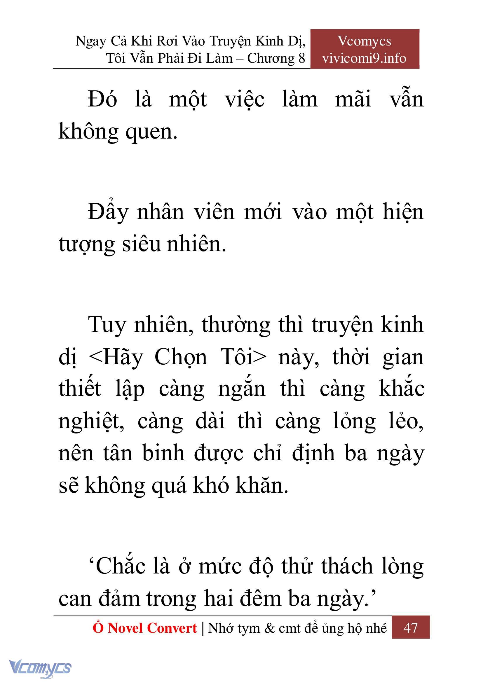 [Novel] Ngay Cả Khi Rơi Vào Truyện Kinh Dị, Tôi Vẫn Phải Đi Làm Chap 8 - Next Chap 9