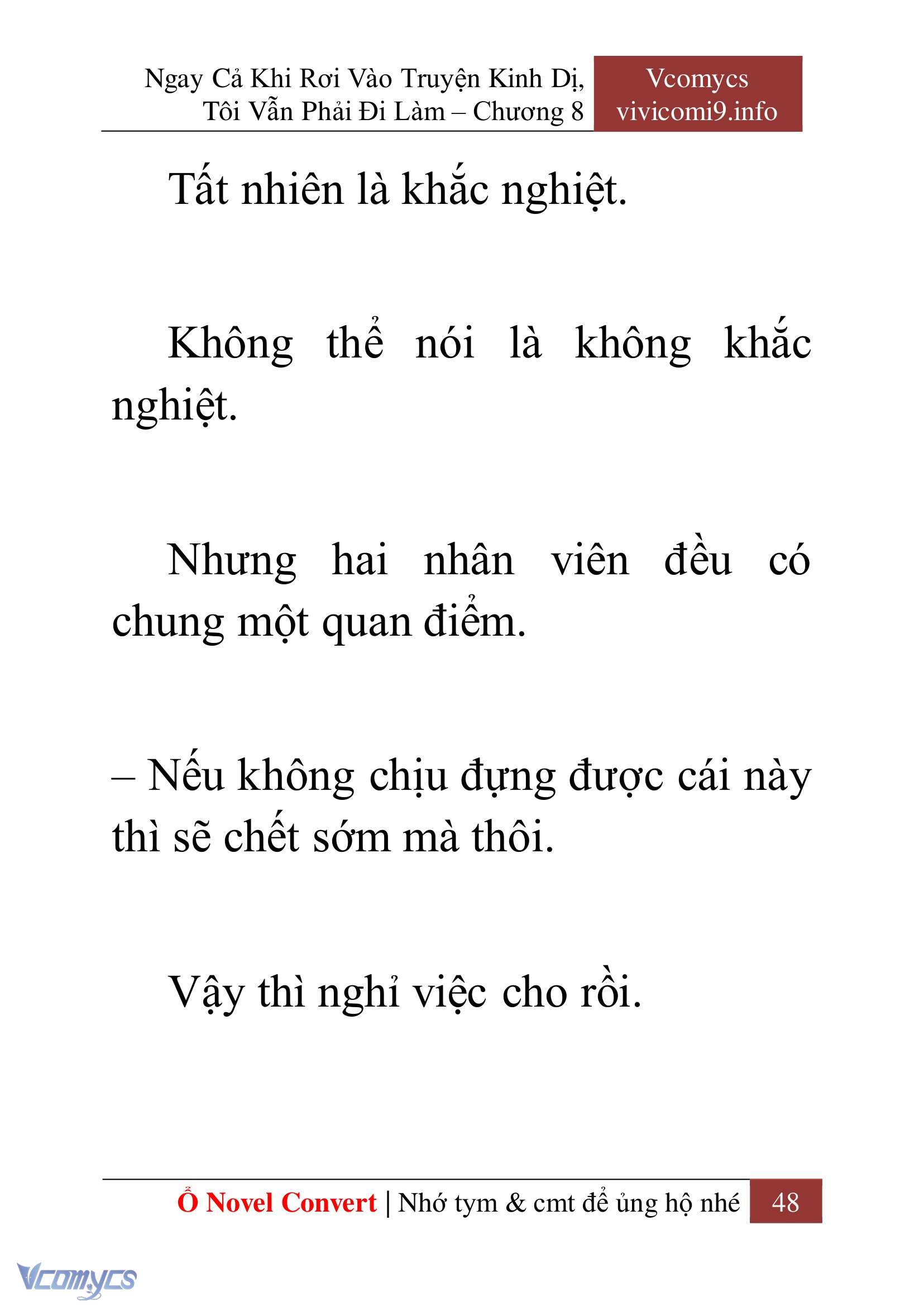 [Novel] Ngay Cả Khi Rơi Vào Truyện Kinh Dị, Tôi Vẫn Phải Đi Làm Chap 8 - Next Chap 9