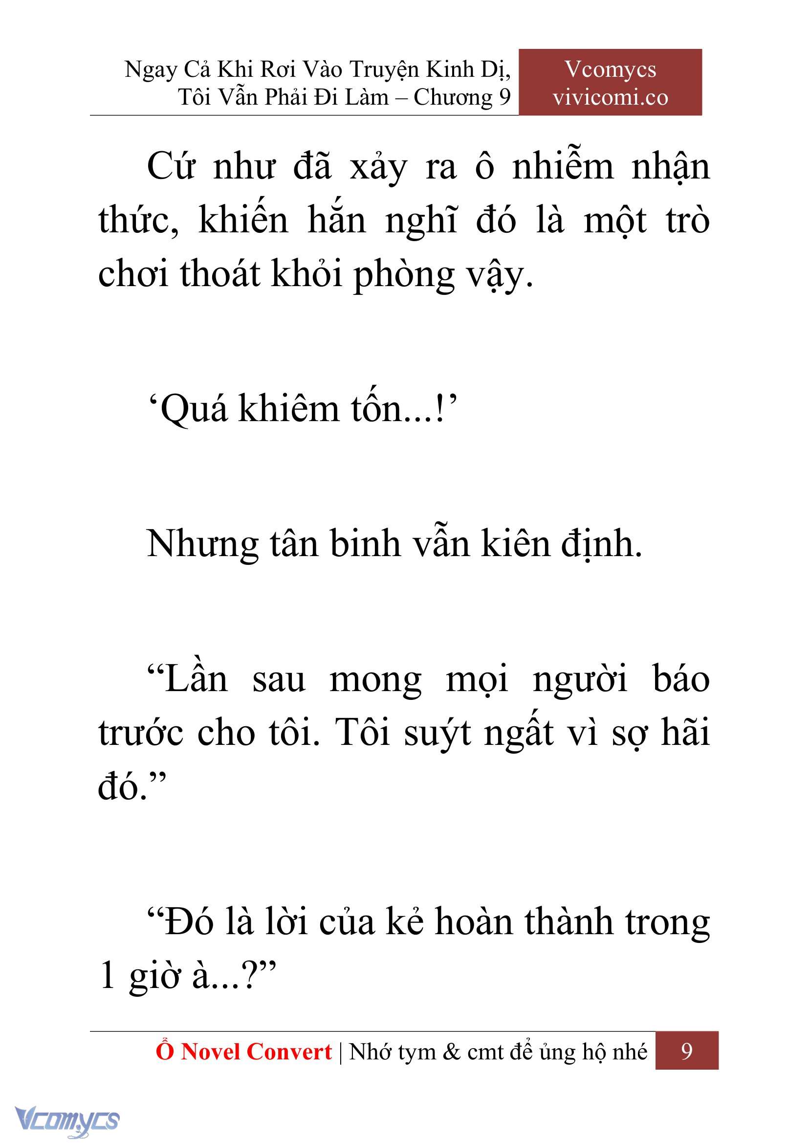 [Novel] Ngay Cả Khi Rơi Vào Truyện Kinh Dị, Tôi Vẫn Phải Đi Làm Chap 9 - Next Chap 10