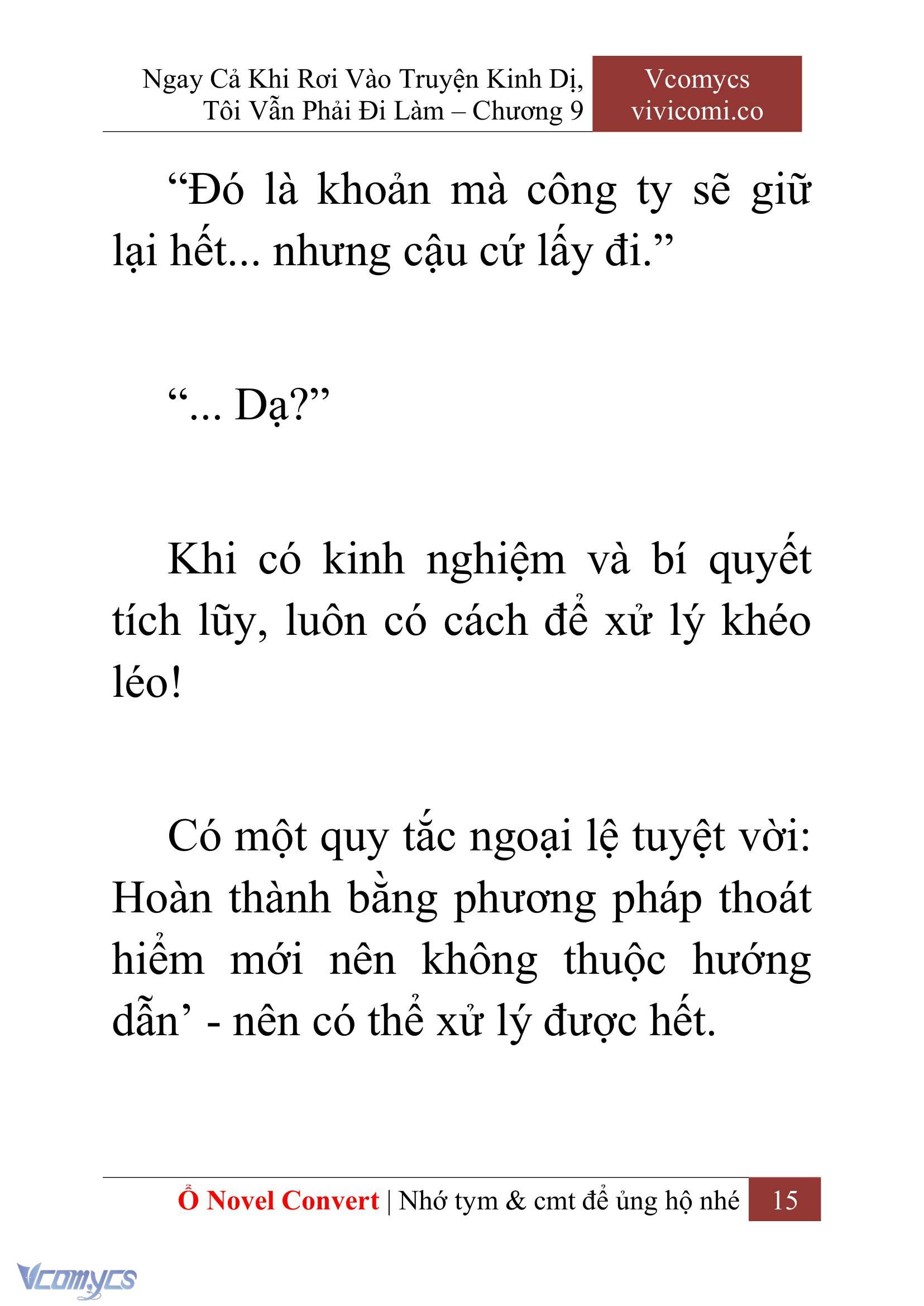 [Novel] Ngay Cả Khi Rơi Vào Truyện Kinh Dị, Tôi Vẫn Phải Đi Làm Chap 9 - Next Chap 10