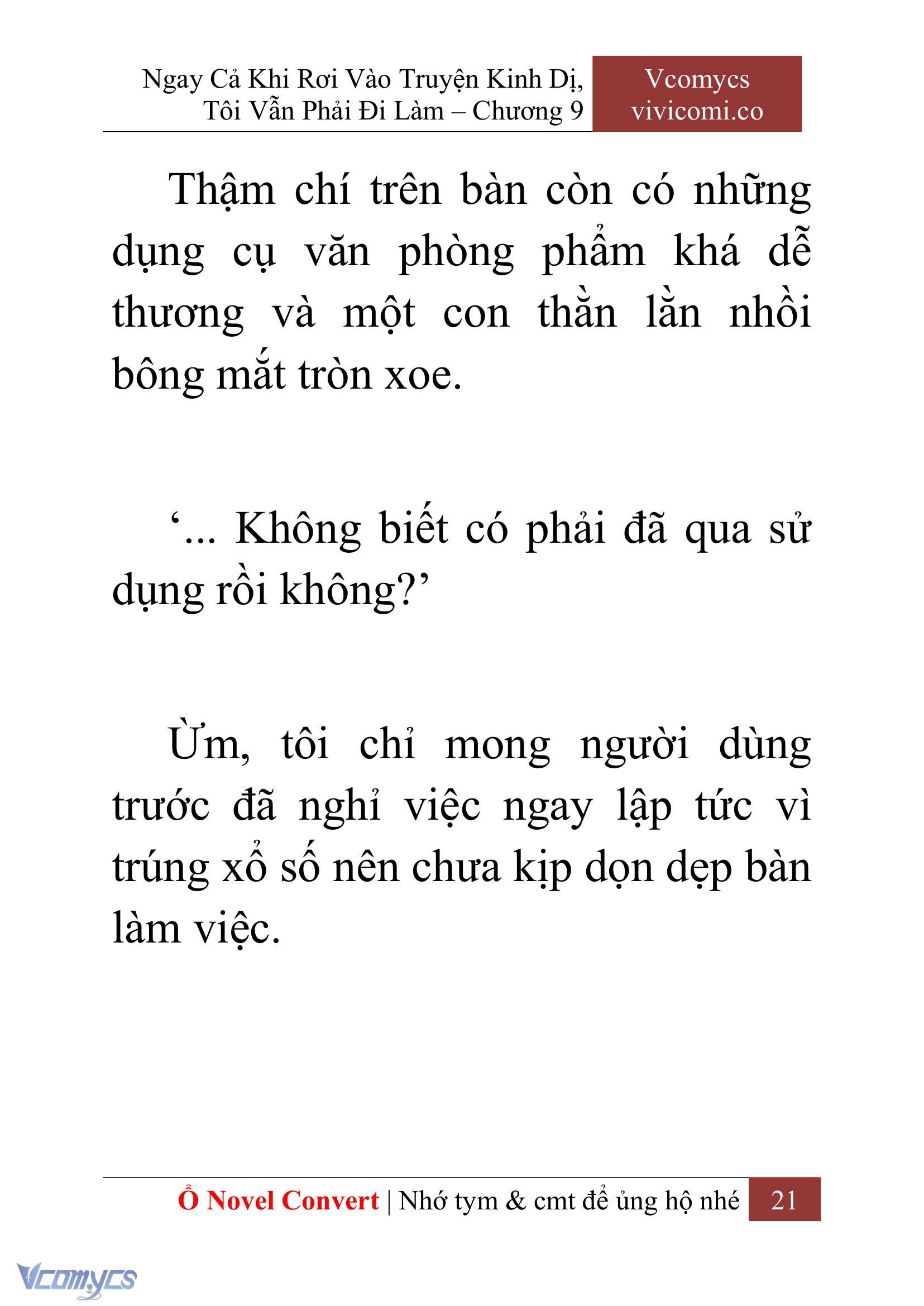 [Novel] Ngay Cả Khi Rơi Vào Truyện Kinh Dị, Tôi Vẫn Phải Đi Làm Chap 9 - Next Chap 10