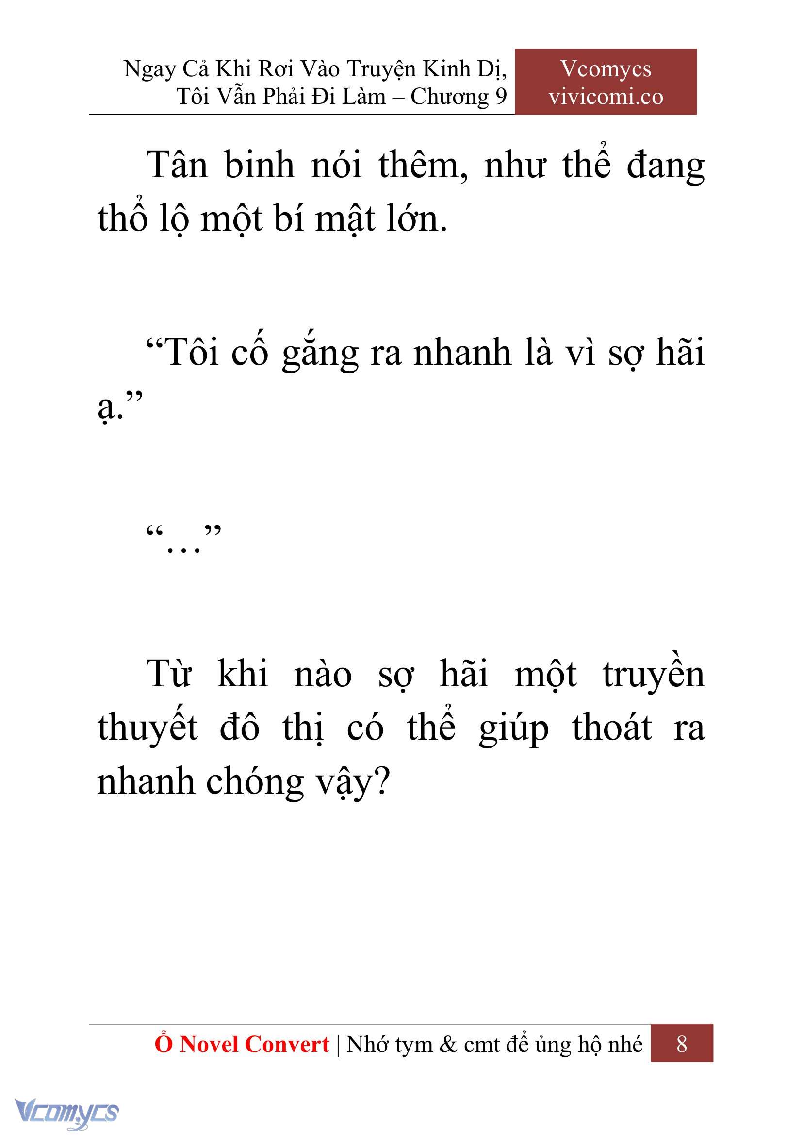 [Novel] Ngay Cả Khi Rơi Vào Truyện Kinh Dị, Tôi Vẫn Phải Đi Làm Chap 9 - Next Chap 10