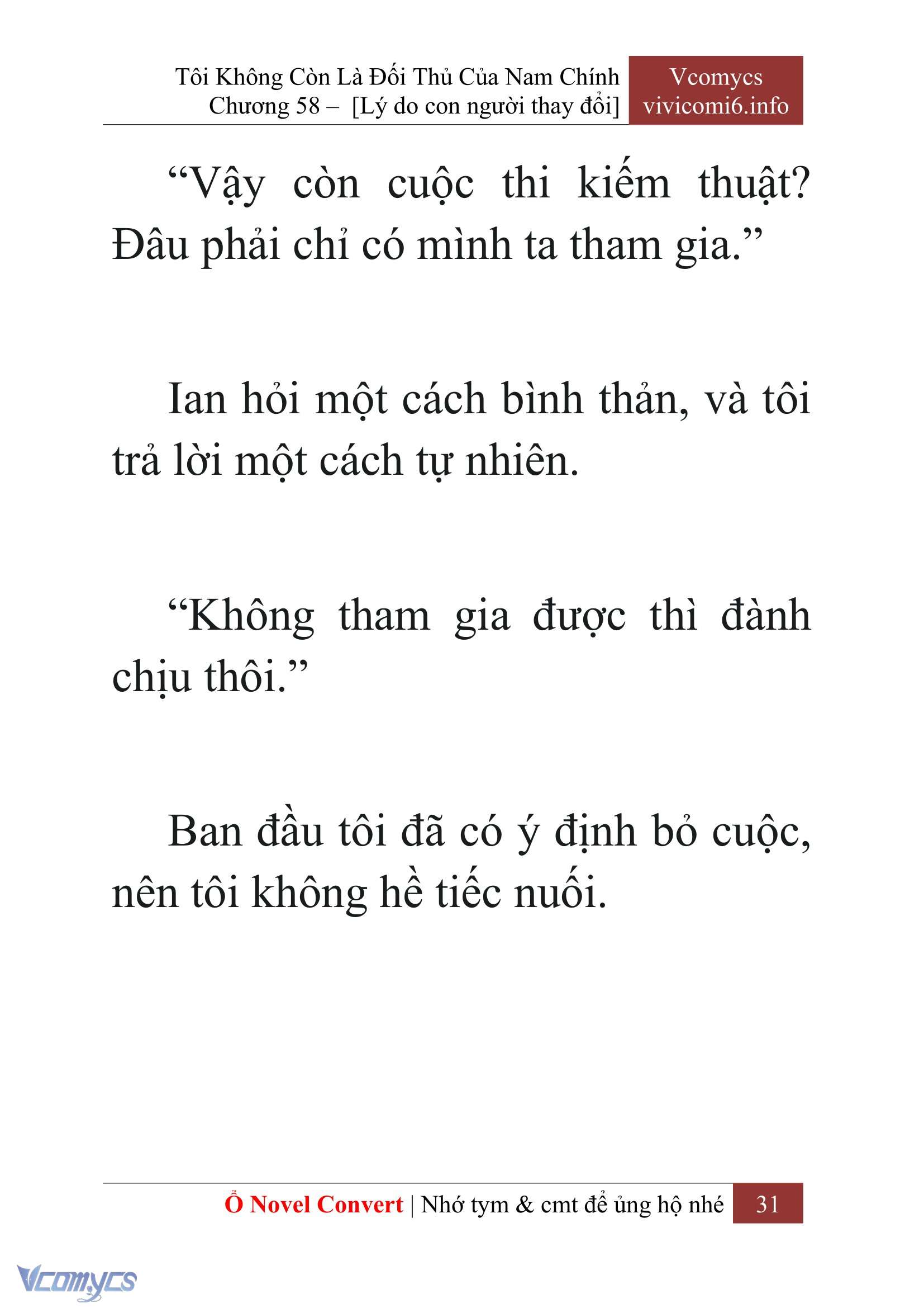[Novel] Tôi Không Còn Là Đối Thủ Của Nam Chính Chap 58 - Next Chap 59