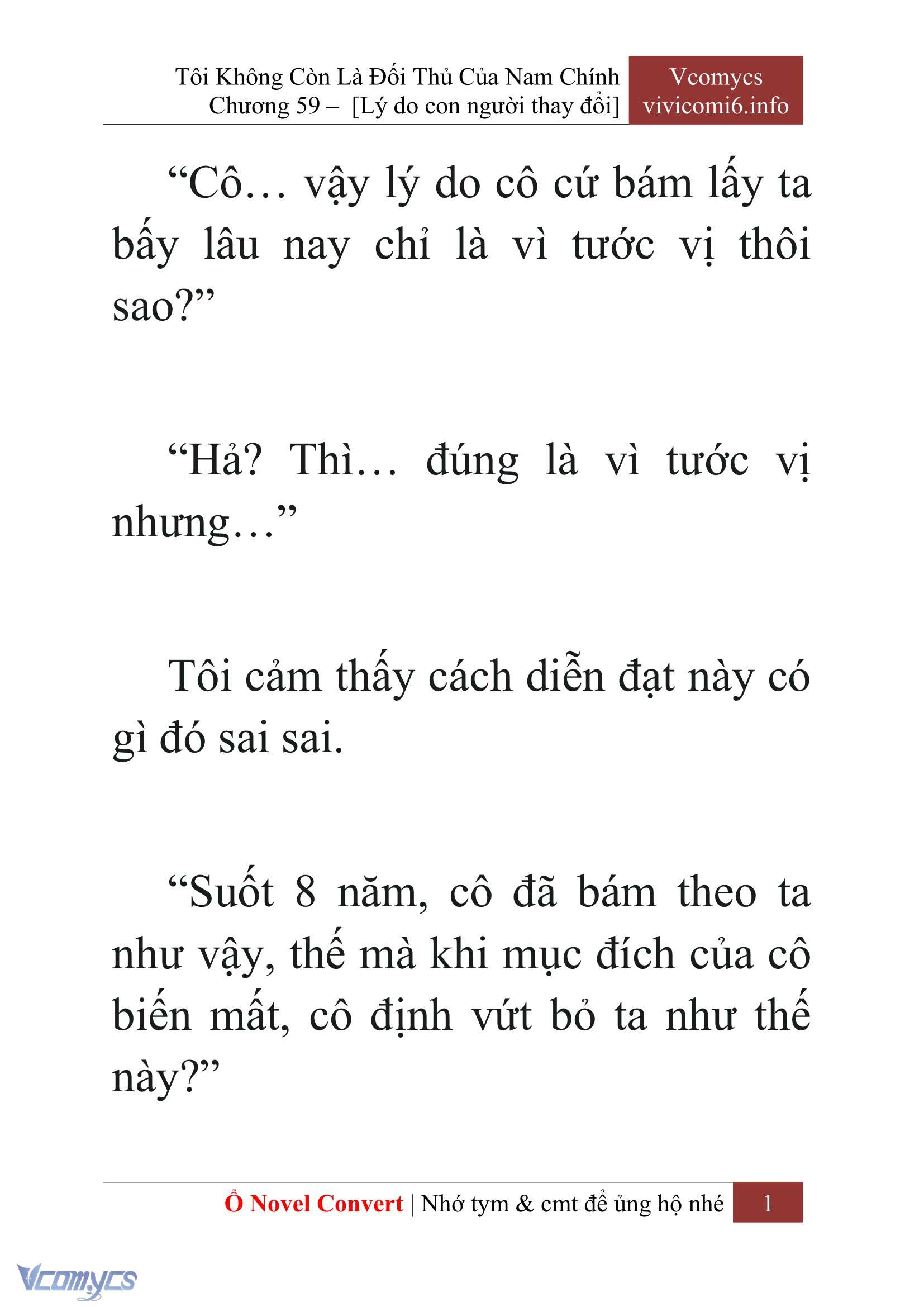 [Novel] Tôi Không Còn Là Đối Thủ Của Nam Chính Chap 59 - Next Chap 60