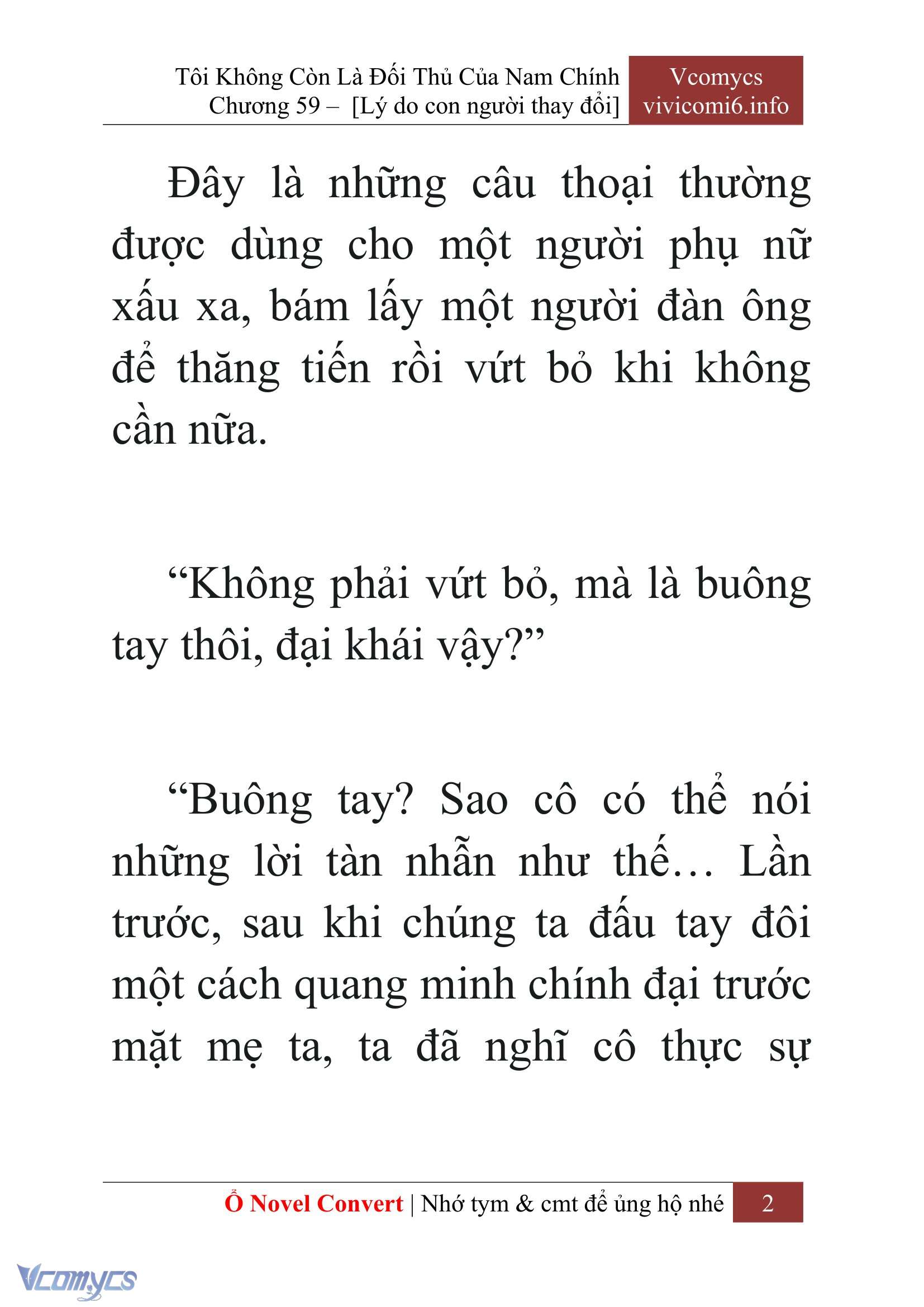 [Novel] Tôi Không Còn Là Đối Thủ Của Nam Chính Chap 59 - Next Chap 60