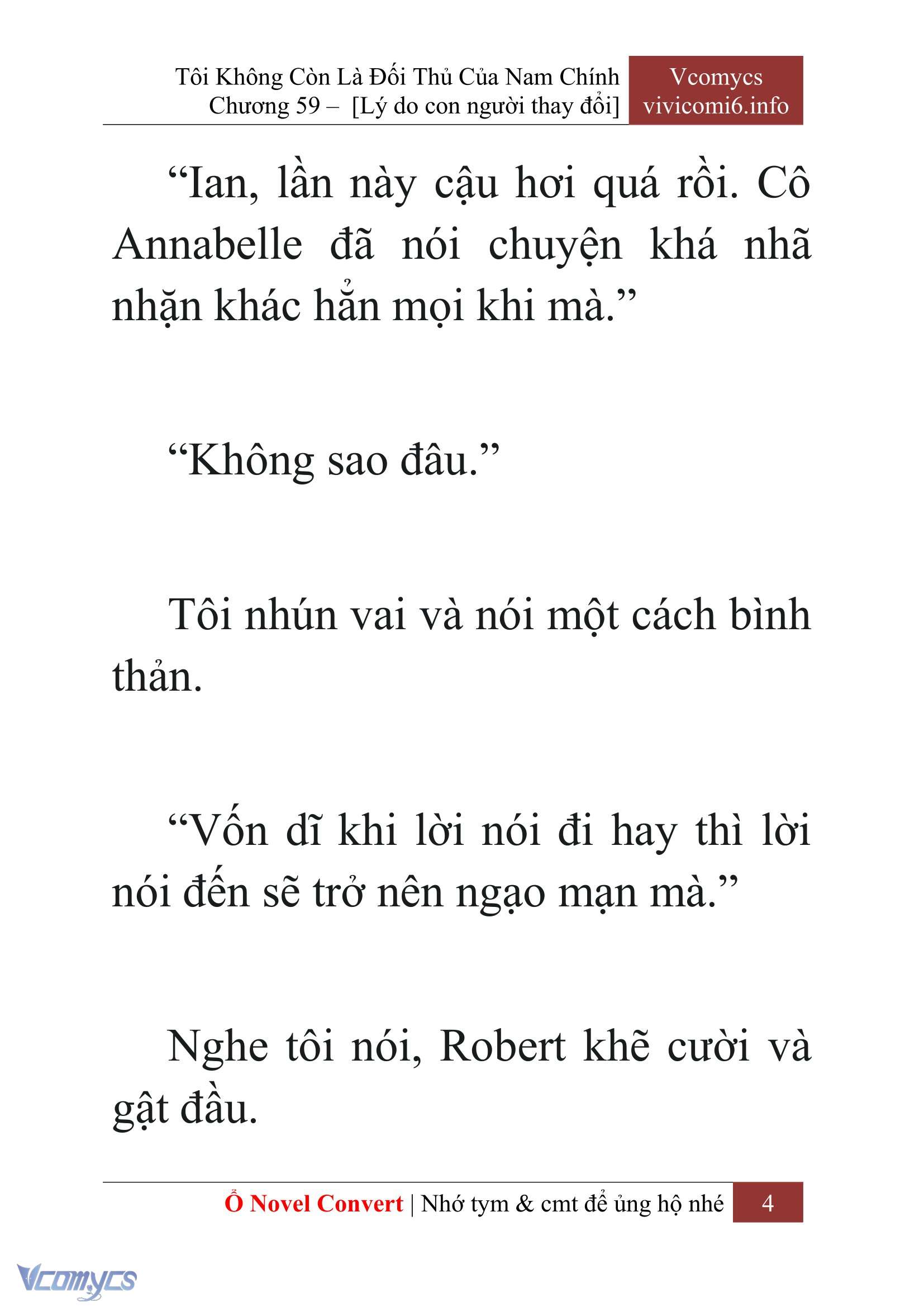 [Novel] Tôi Không Còn Là Đối Thủ Của Nam Chính Chap 59 - Next Chap 60