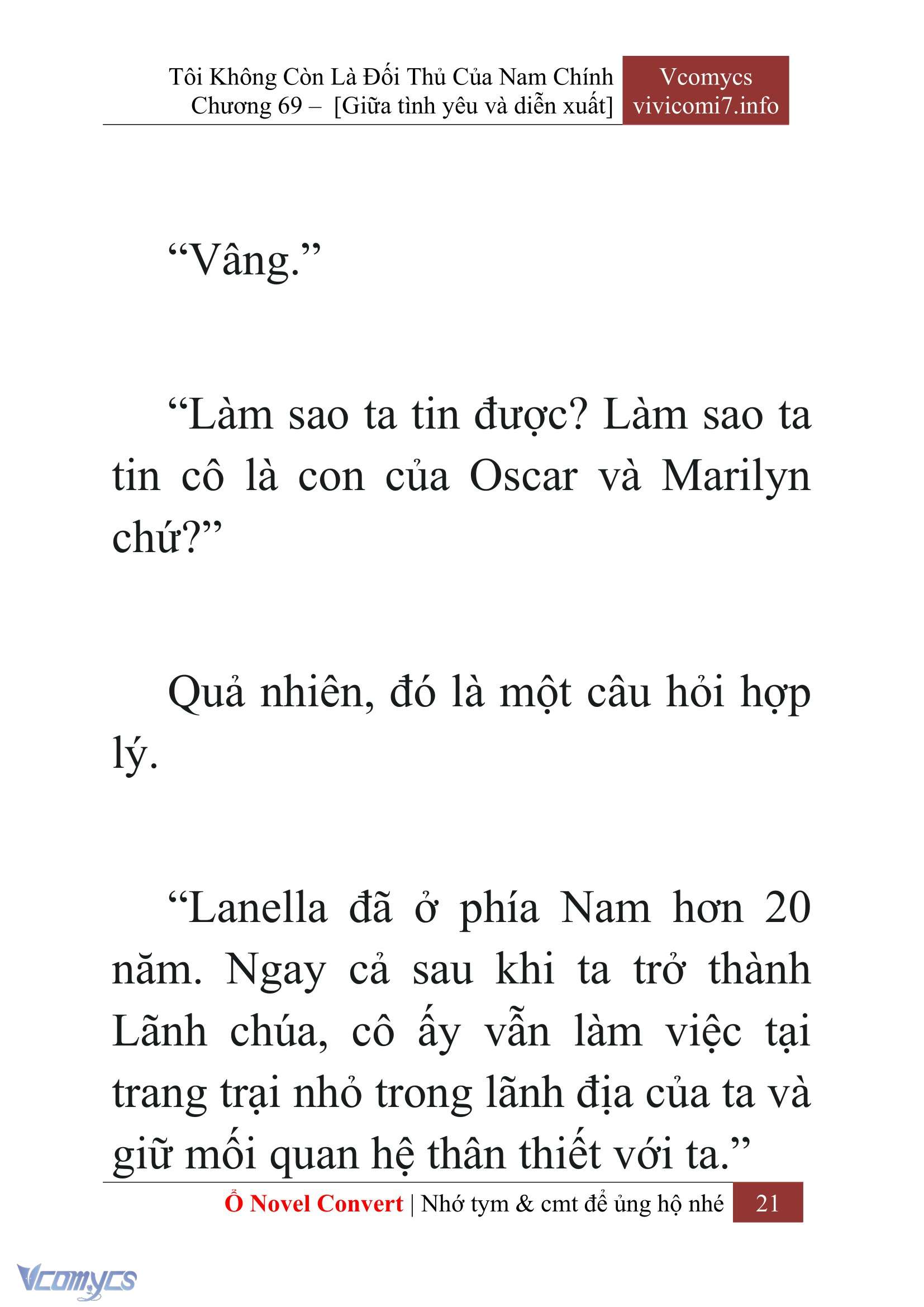 [Novel] Tôi Không Còn Là Đối Thủ Của Nam Chính Chap 69 - Next Chap 70