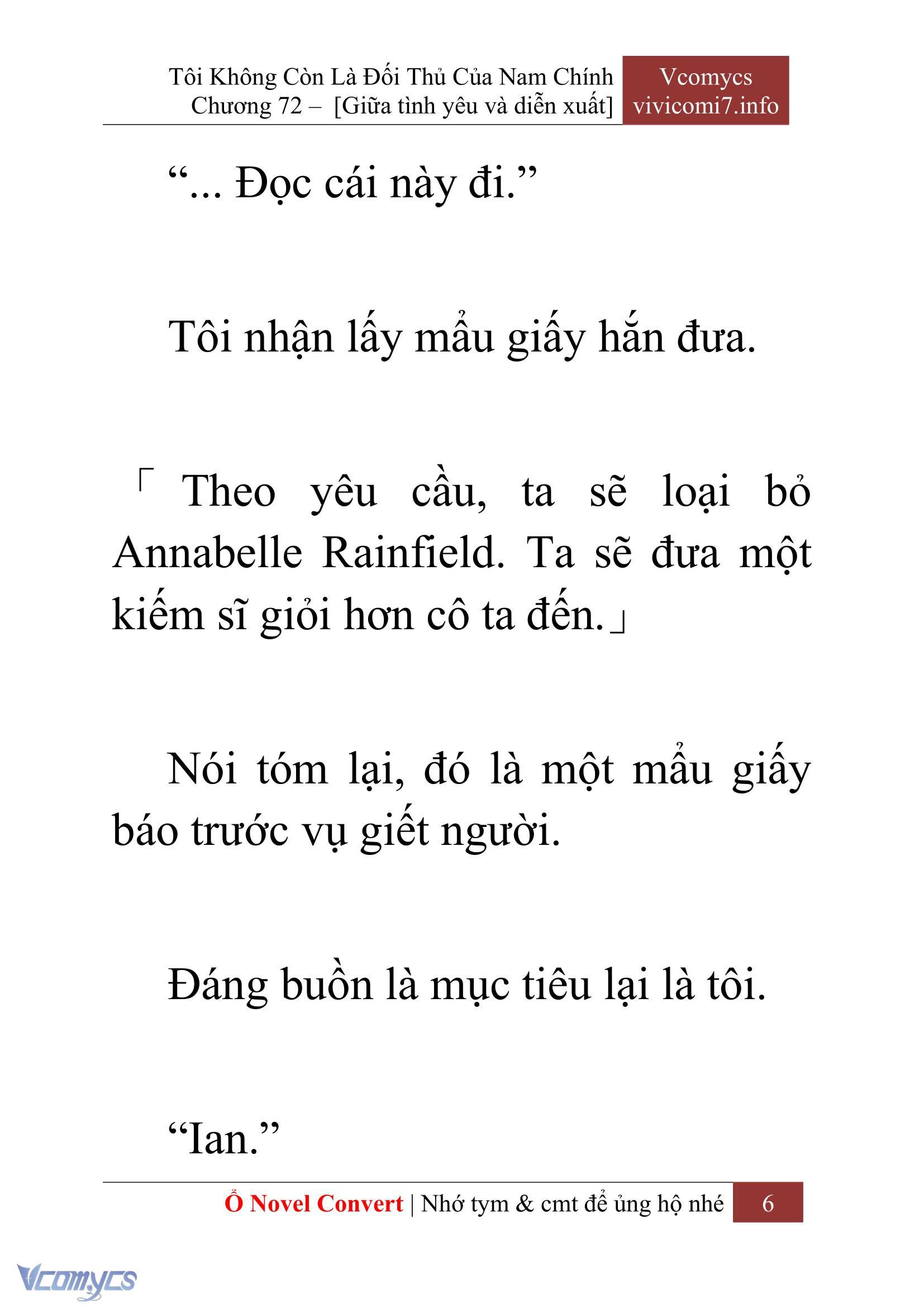 [Novel] Tôi Không Còn Là Đối Thủ Của Nam Chính Chap 72 - Next Chap 73