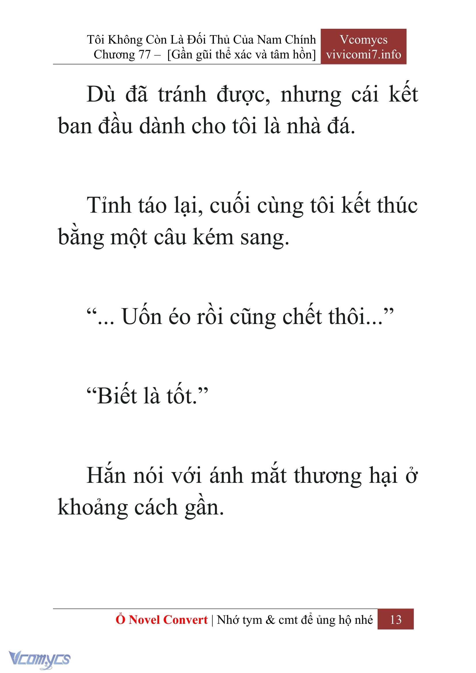 [Novel] Tôi Không Còn Là Đối Thủ Của Nam Chính Chap 77 - Next Chap 78