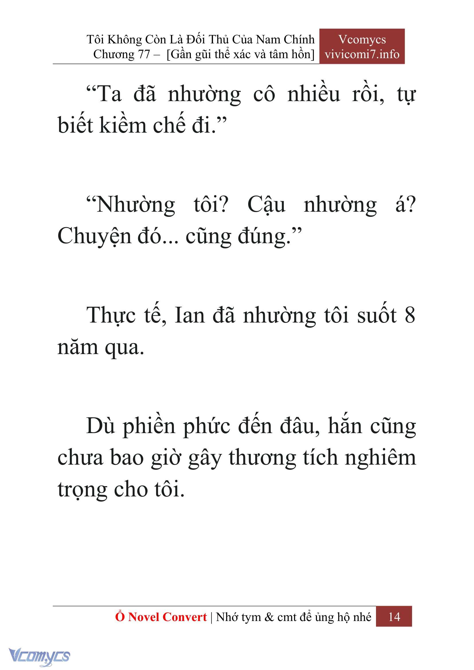 [Novel] Tôi Không Còn Là Đối Thủ Của Nam Chính Chap 77 - Next Chap 78