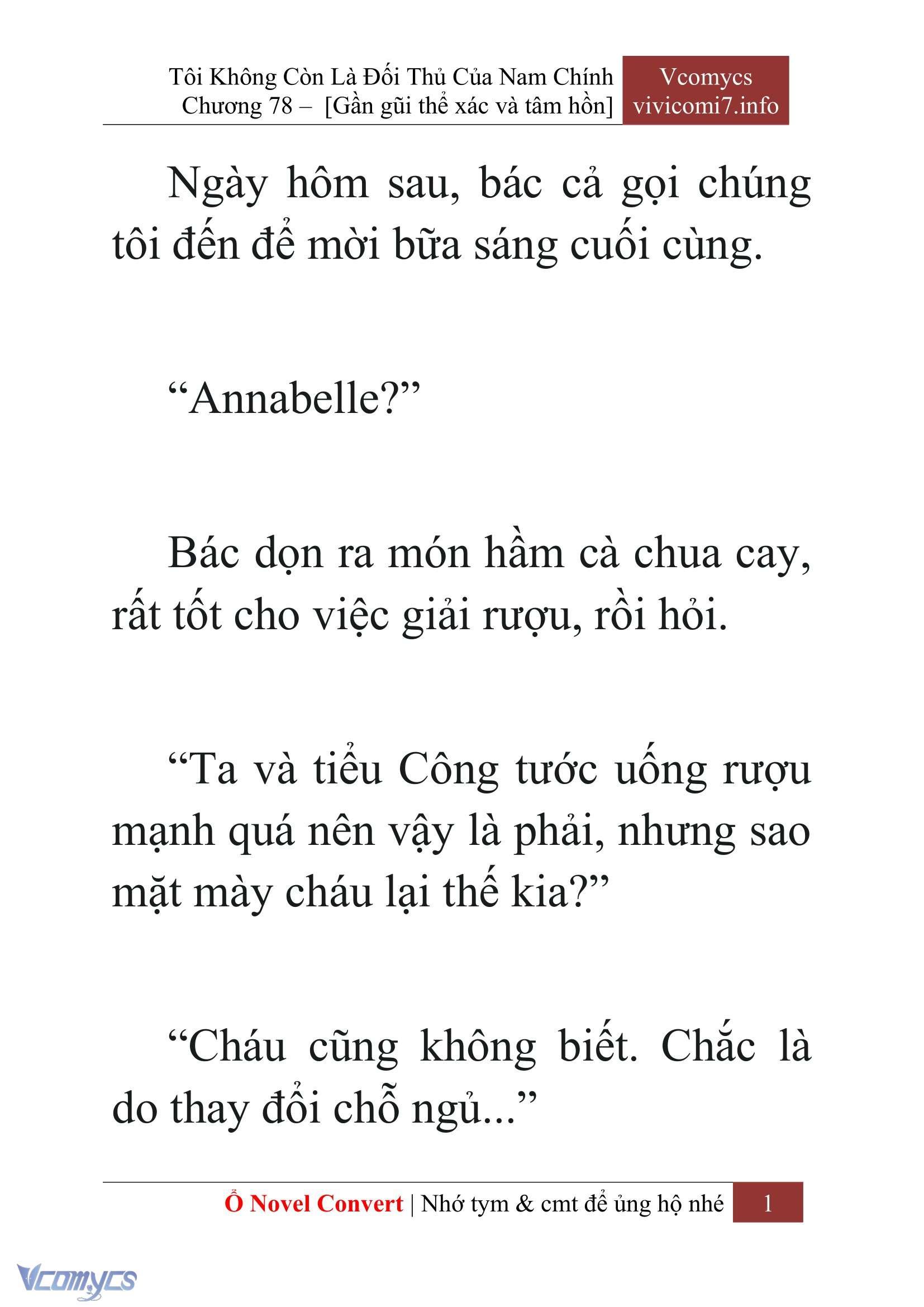 [Novel] Tôi Không Còn Là Đối Thủ Của Nam Chính Chap 78 - Next Chap 79