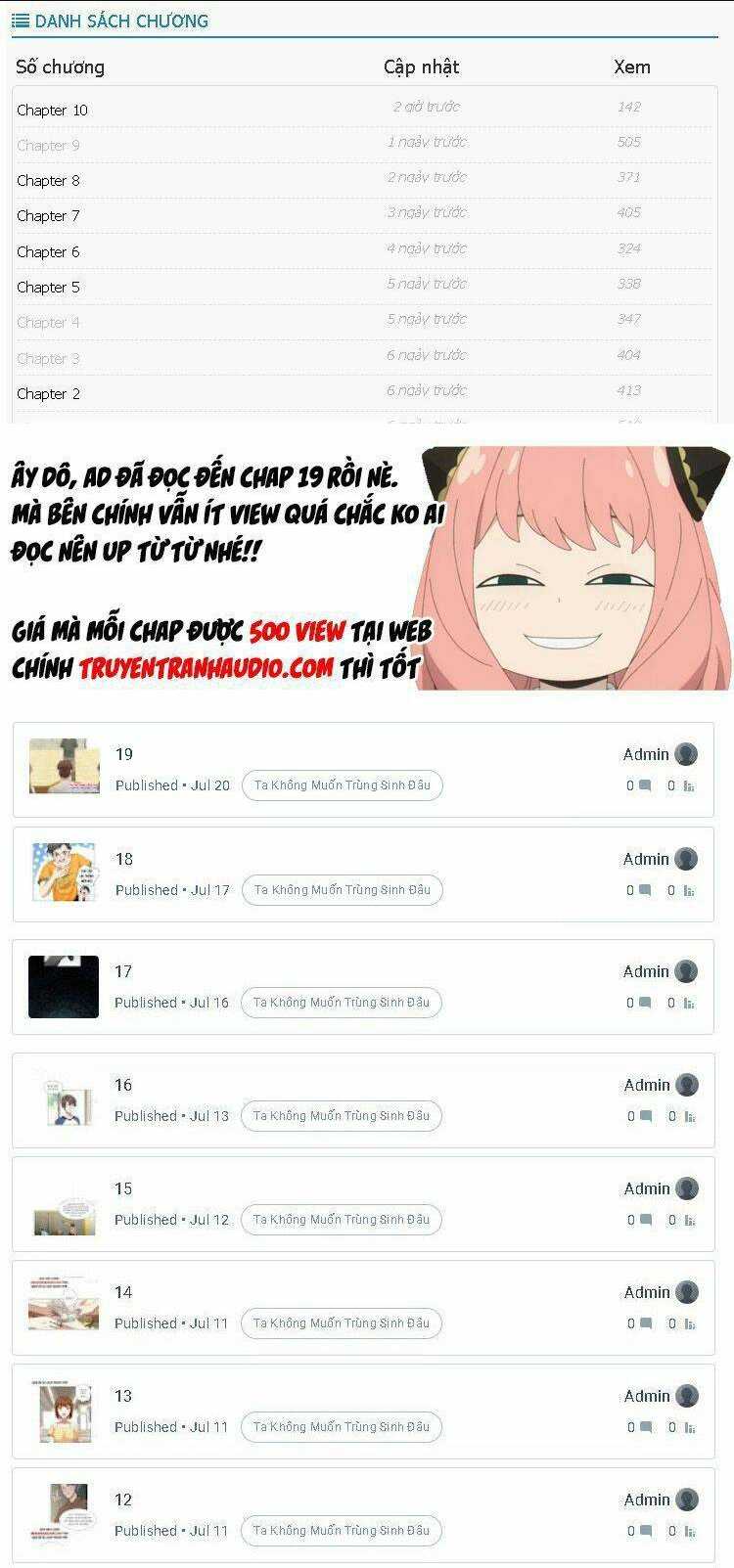 Ta Không Muốn Trùng Sinh Đâu Chap 18 - Next Chap 19