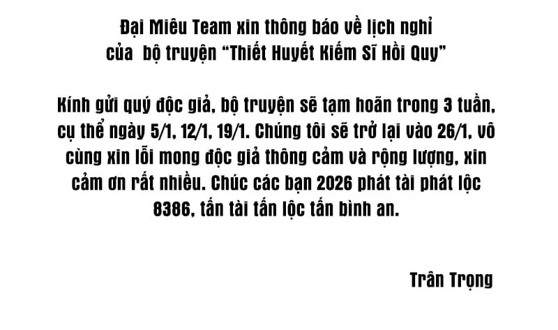 Thiết Huyết Kiếm Sĩ Hồi Quy Chap 0 - Next Chap 1
